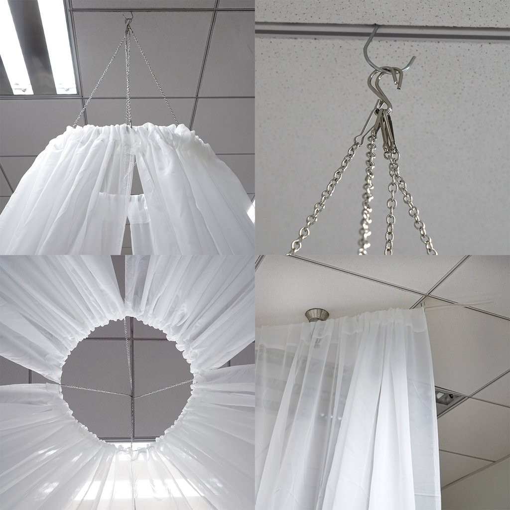 White 10 x 40 ft Professional Sheer CEILING CURTAIN Drapes Party Decorations