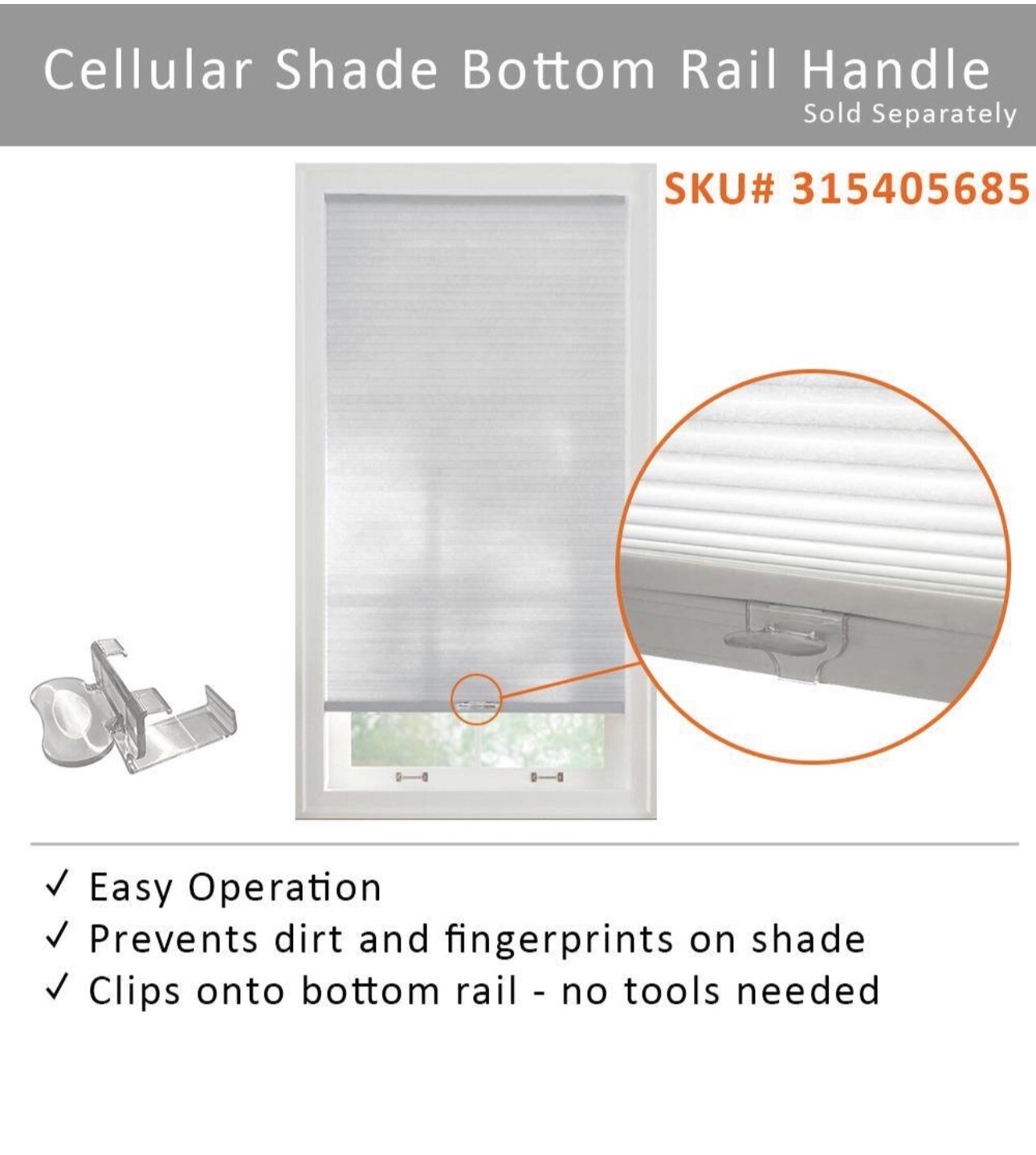 HDC-Snow Drift Cordless Light Filtering Cellular Shade – 35 in. W x 64 in. L 964