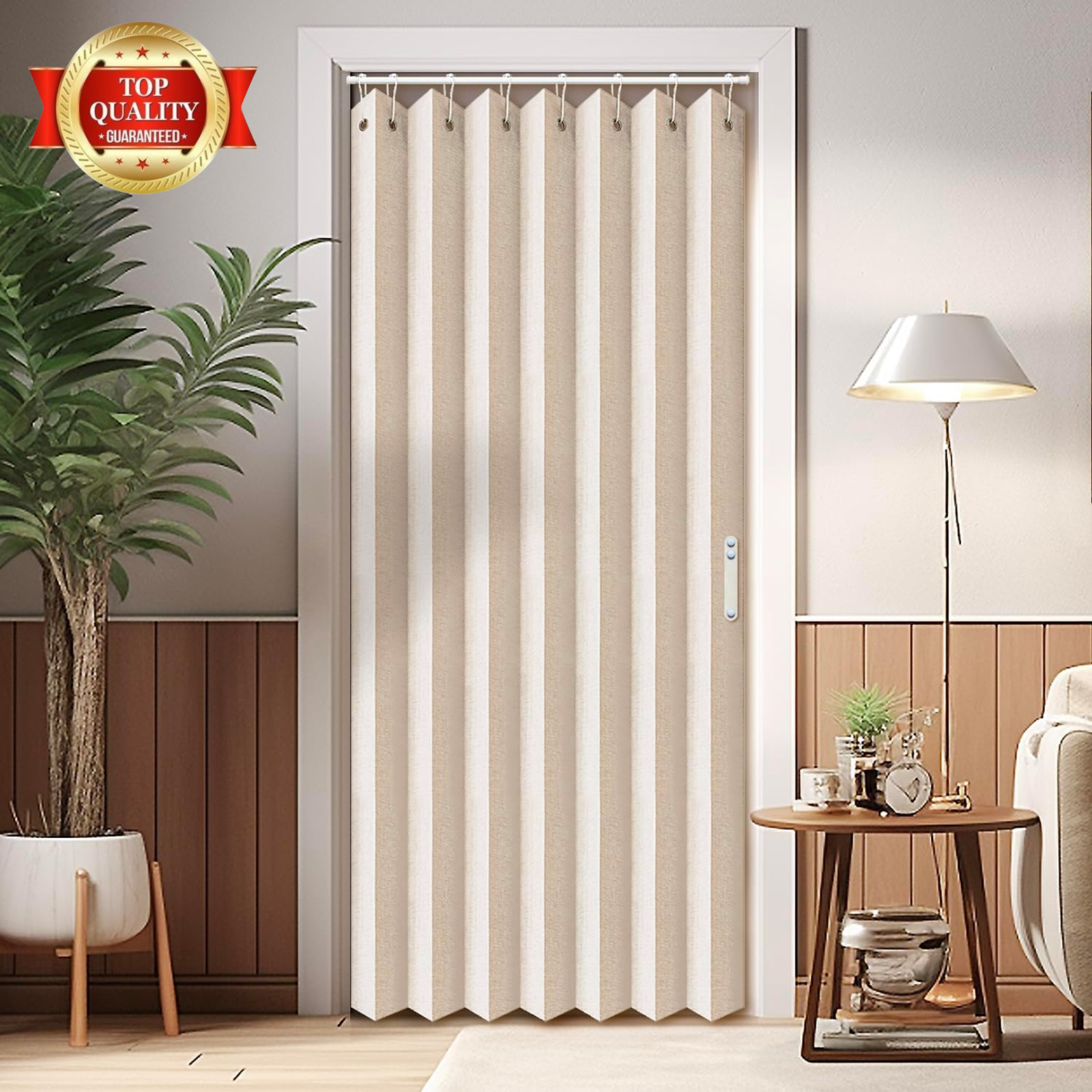 Closet Curtains, Accordion Style Door Curtains for Doorways, Pleated Folding Doo