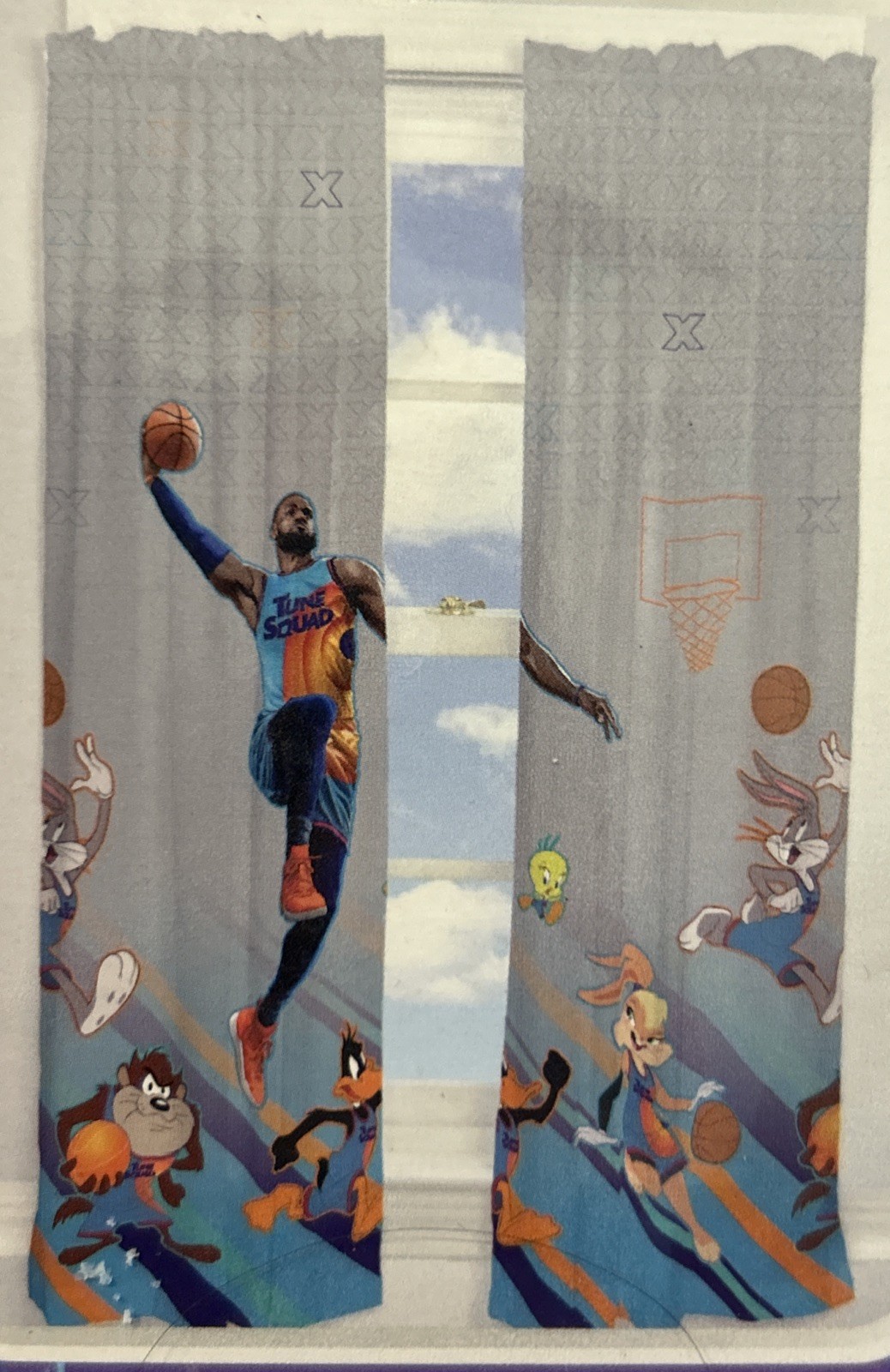 Space Jam 2: A New Legacy Kids 82″x63″ Bedroom Window Curtains 2 Panel Set Gray