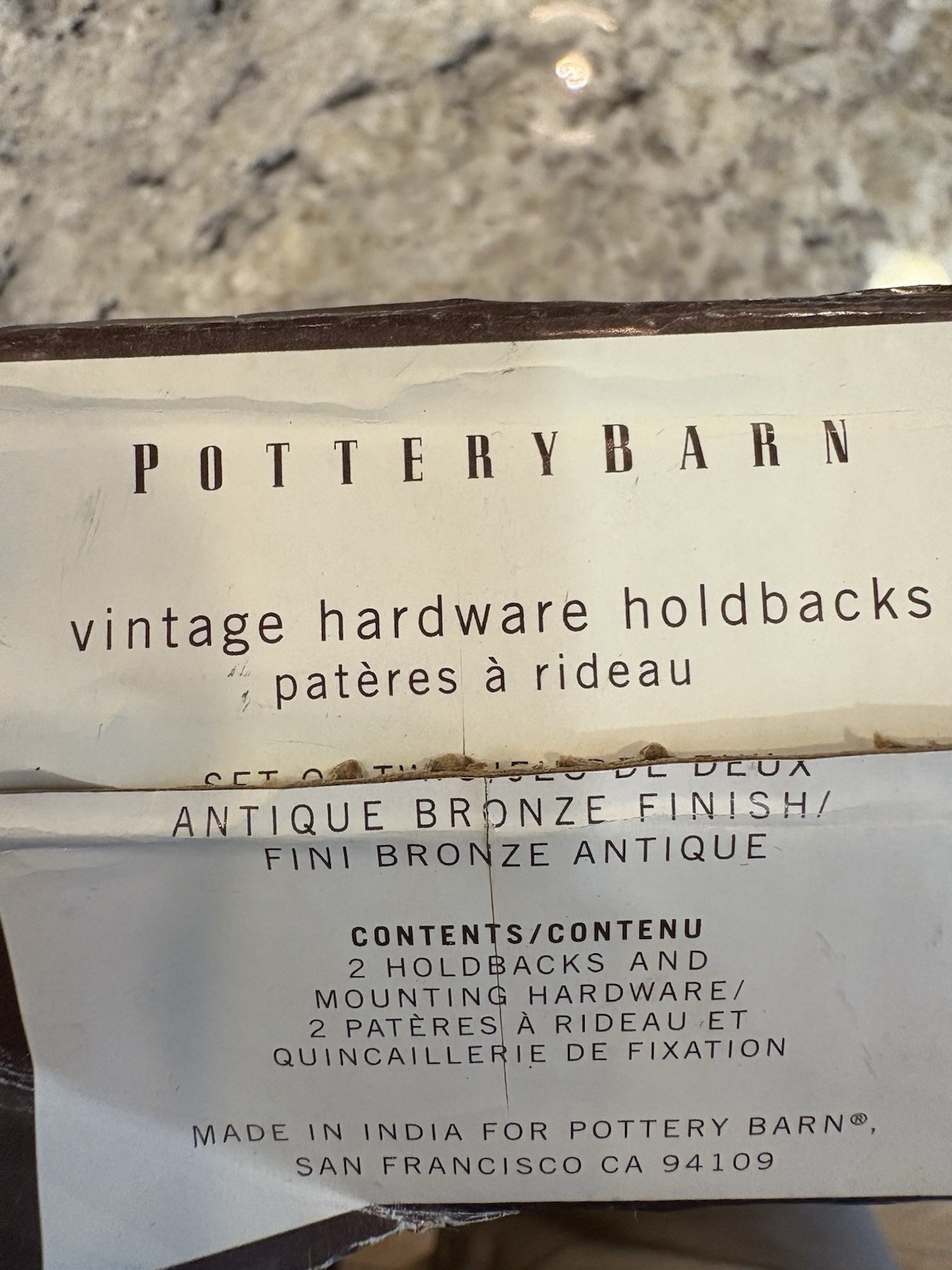 Pottery Barn Antique Bronze Metal Curtain Holdbacks Set of 2 w/ Hardware 6-1/2”