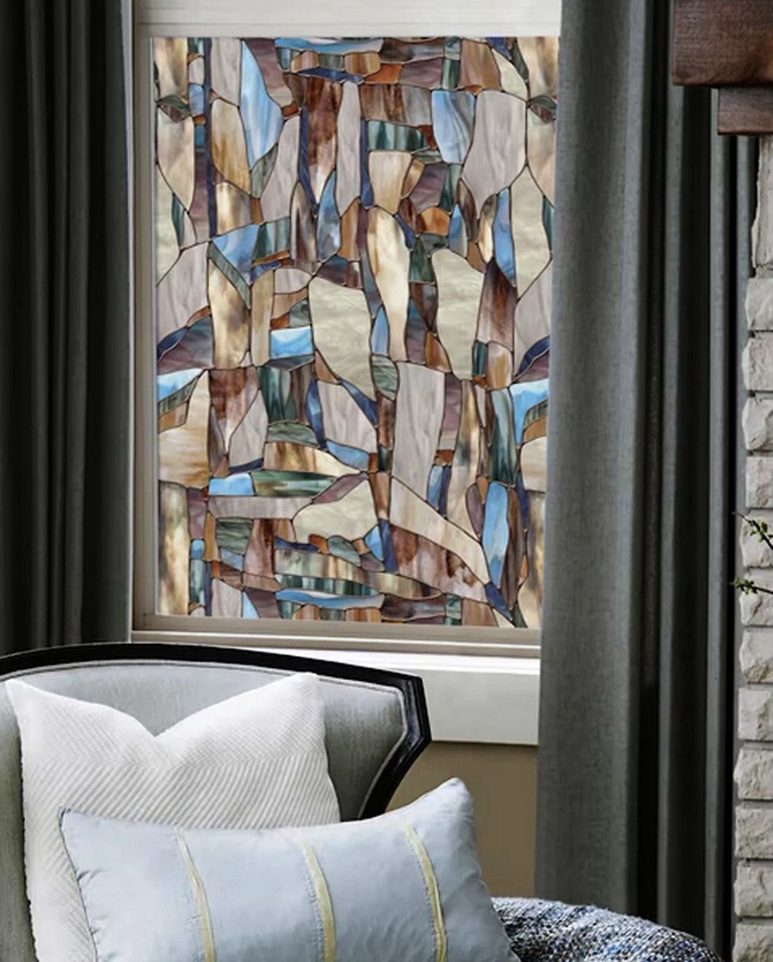 MESA Window Film Vinyl Multicolor Static Cling Stained Glass 24″ x 36″ USA