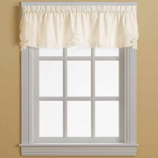 CHF Industries Valance Battenburg Ecru 60W x 14L Cotton Tailored Window Valance