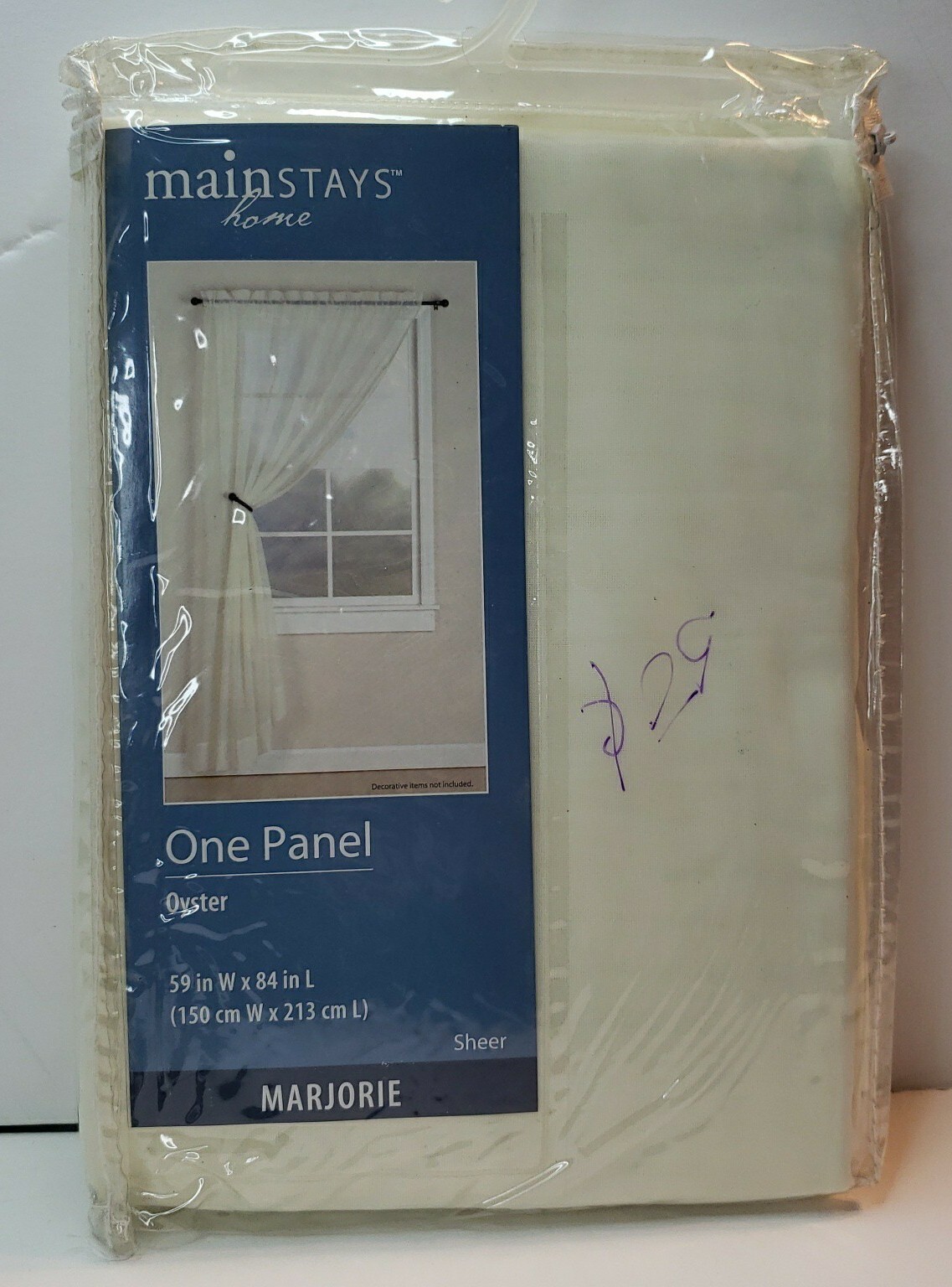 Mainstays Home 59″x84″L Oyster One Panel Sheer Curtain Marjorie 2156684 Window