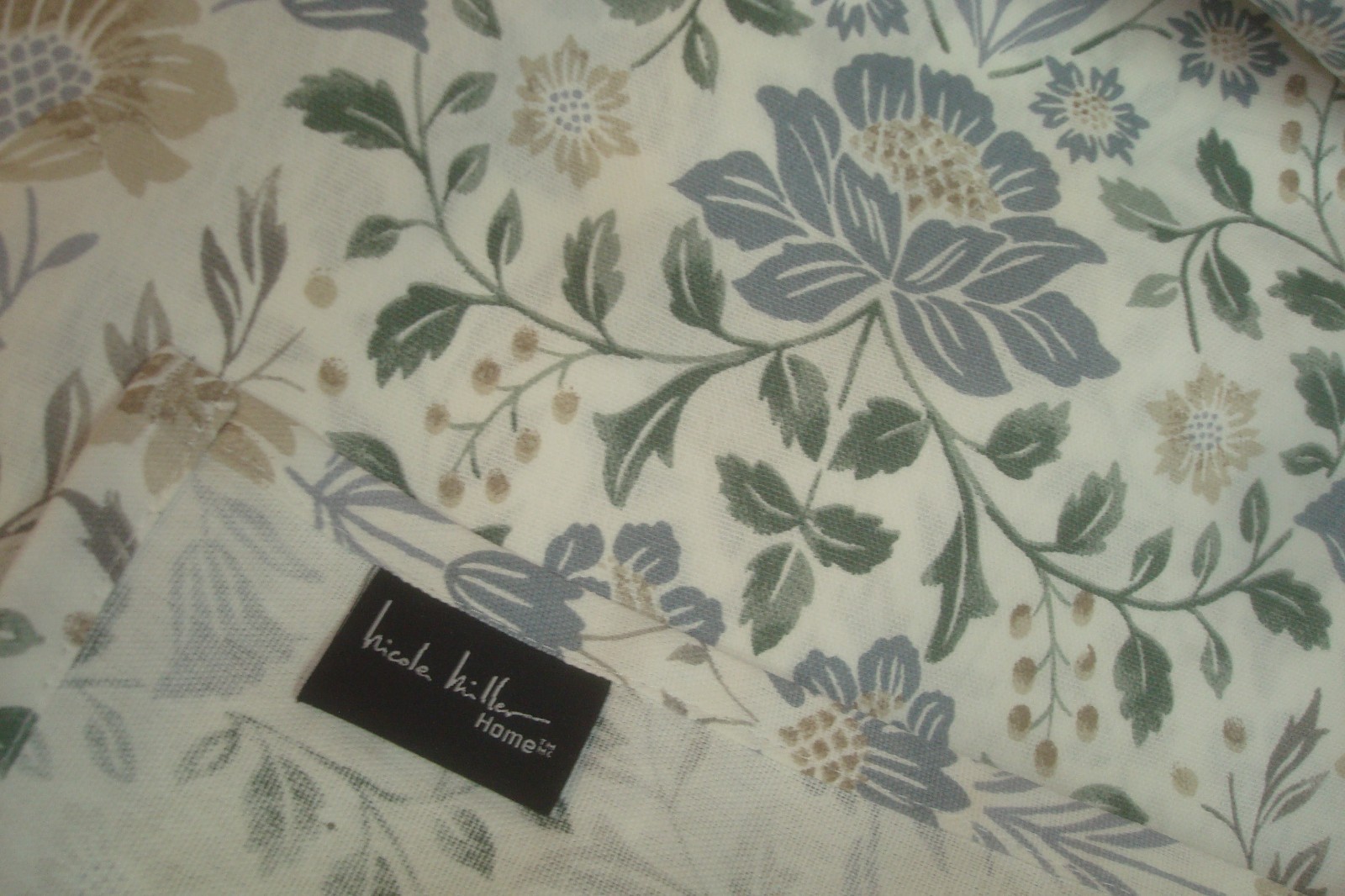 NWT Nicole Miller 2 pc Window Curtains Damask Cotton Floral Blue ea 50″ x 96″ lg