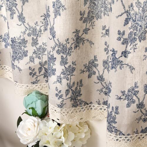 Farmhouse Cotton Linen Tier Curtain 24 Inch 56 in x 24 in (W x L) Retro Orchid