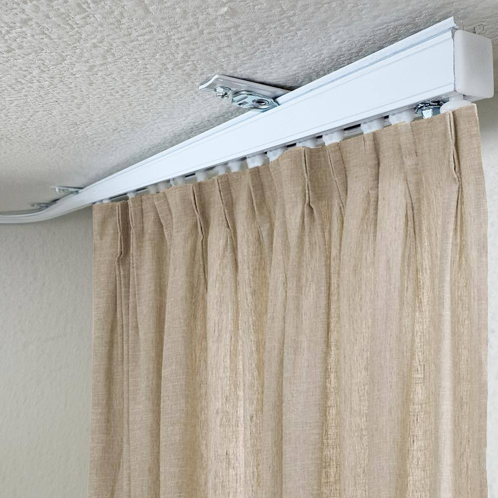 Heavy Duty 1 In. Dia Ceiling Mounted 90° Curved Corner Single Curtain Track 12 F