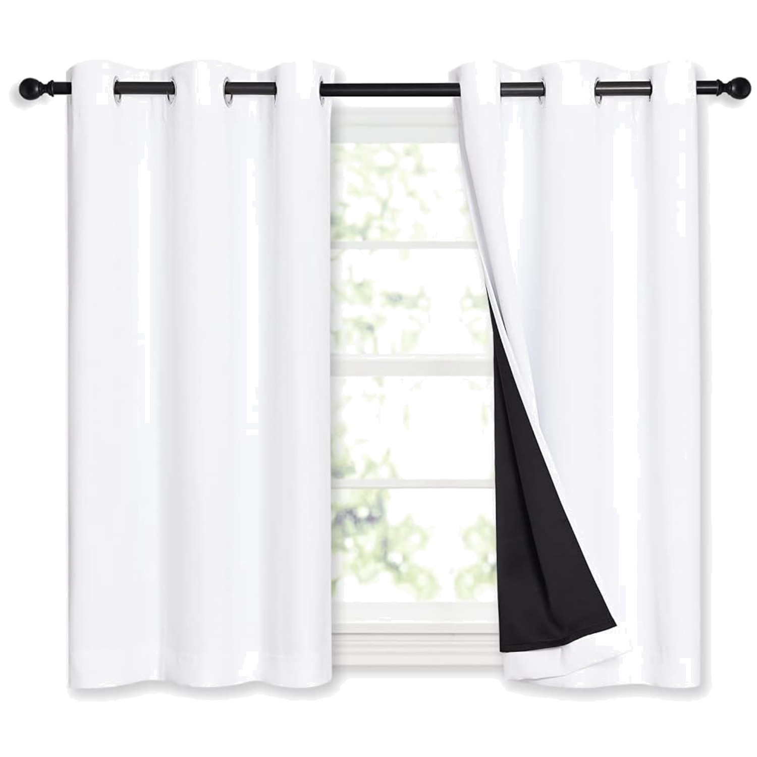 2-Pack White Blackout Curtains – 45″ L x 42″ W – Grommet Top