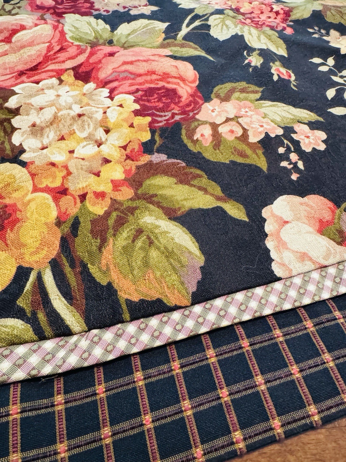 160″ x 20″ LUXURY Jacquard Brocade VALANCE Custom FLORAL BLACK French Chic