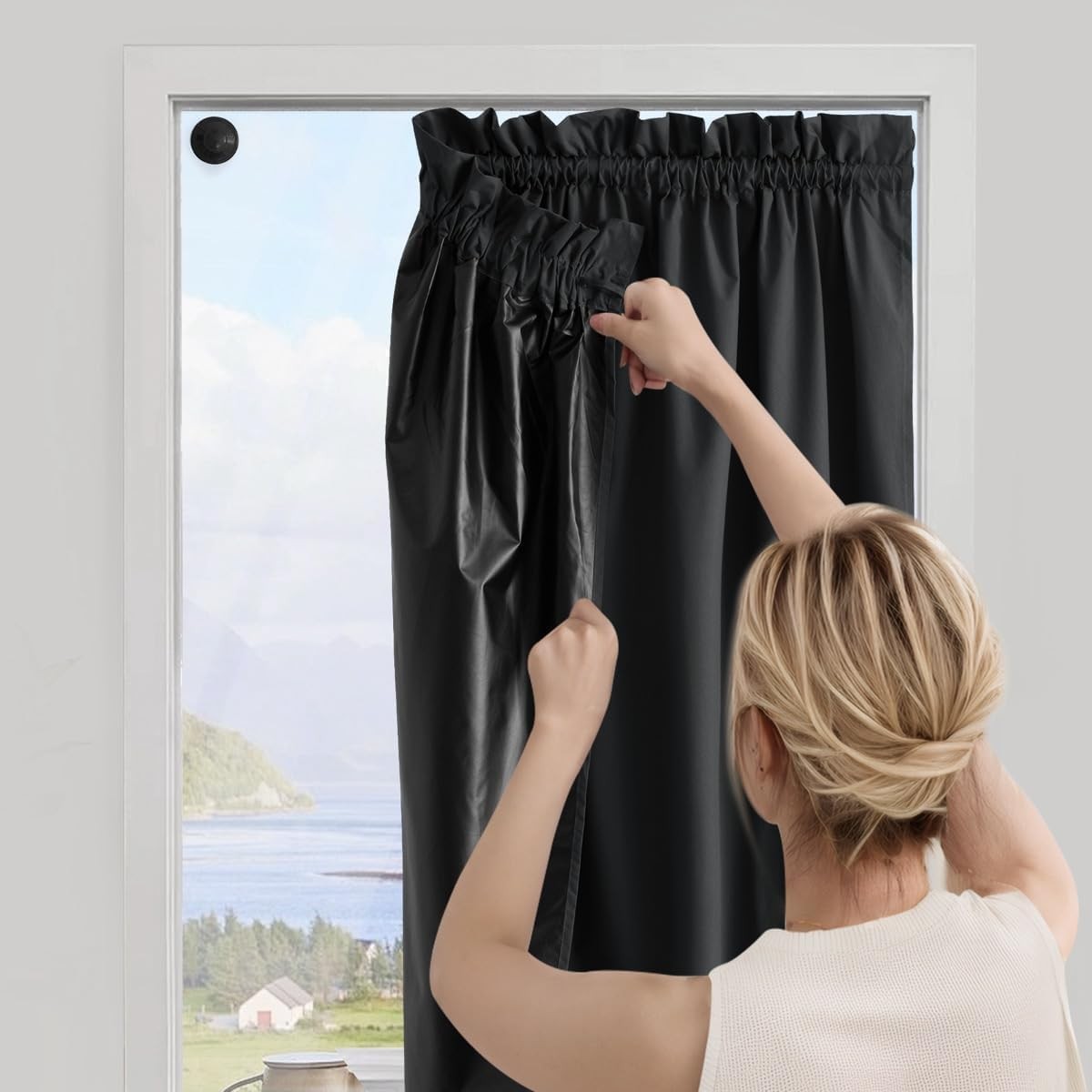 Portable No Drill Curtain 100% Blackout Window Cover with Suction Cups 78 inc…