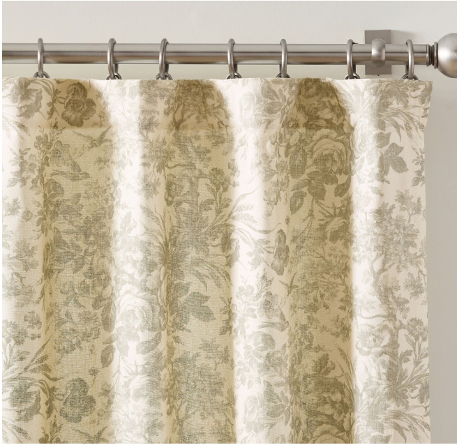 Pottery Barn Set of 2 Sorrel Toile Light Filtering Curtain 50”x96” Loden NEW