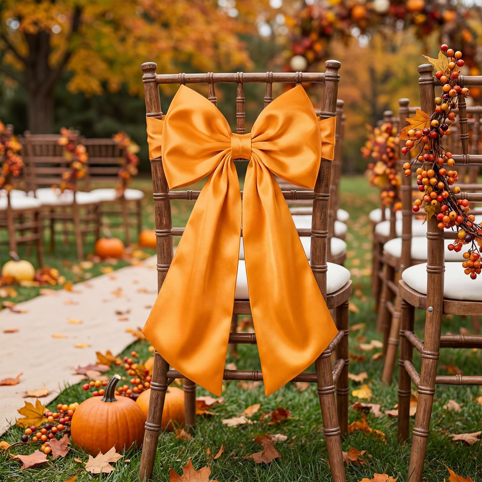 Orange Bows Large Big Satin Hanging Wall Decor Wedding Backdrop 2 FT 3 PCS