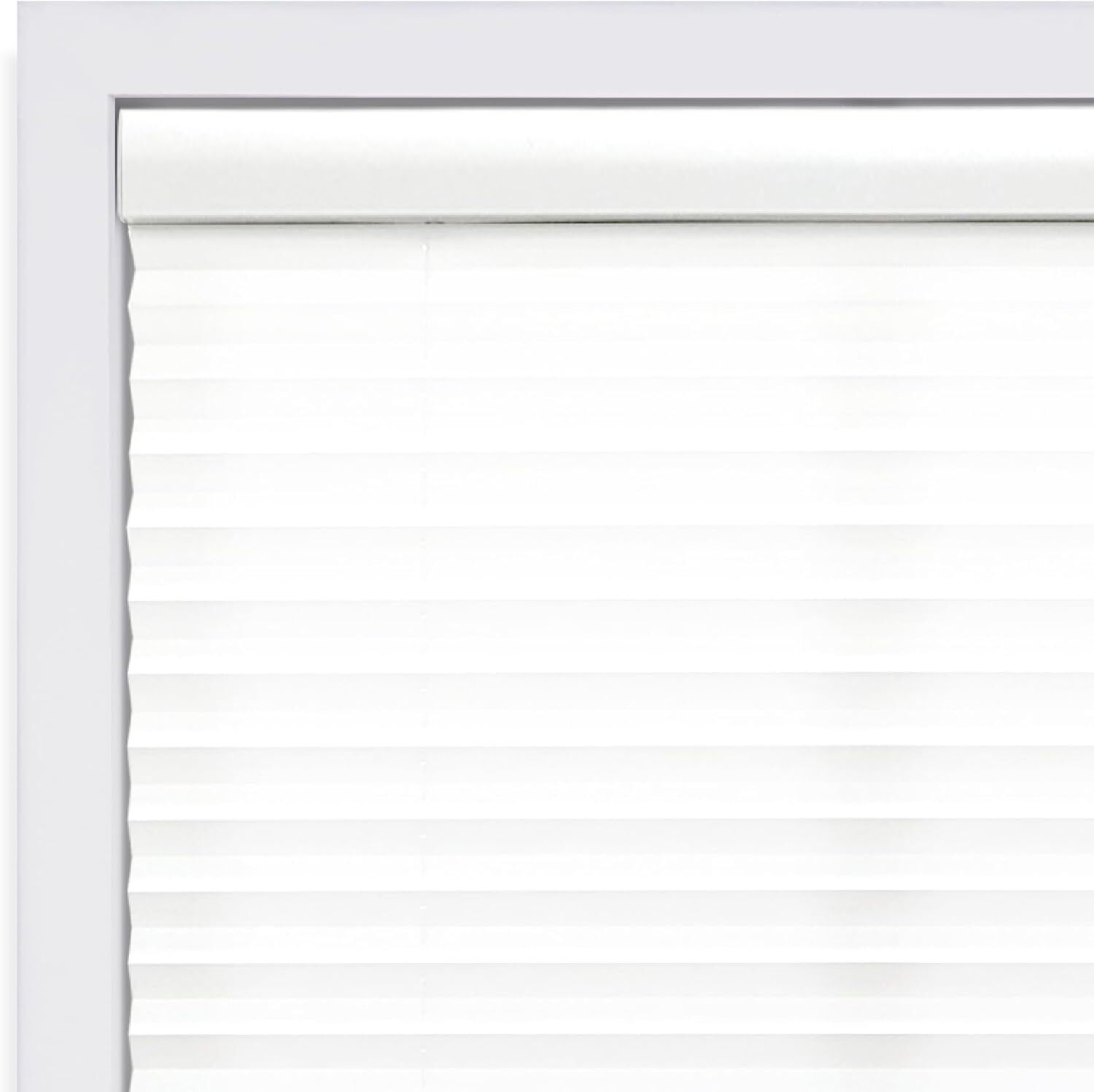 Cordless 1 Inch Light Filtering Pleated Shade Fabric 20W x 48H White Blinds
