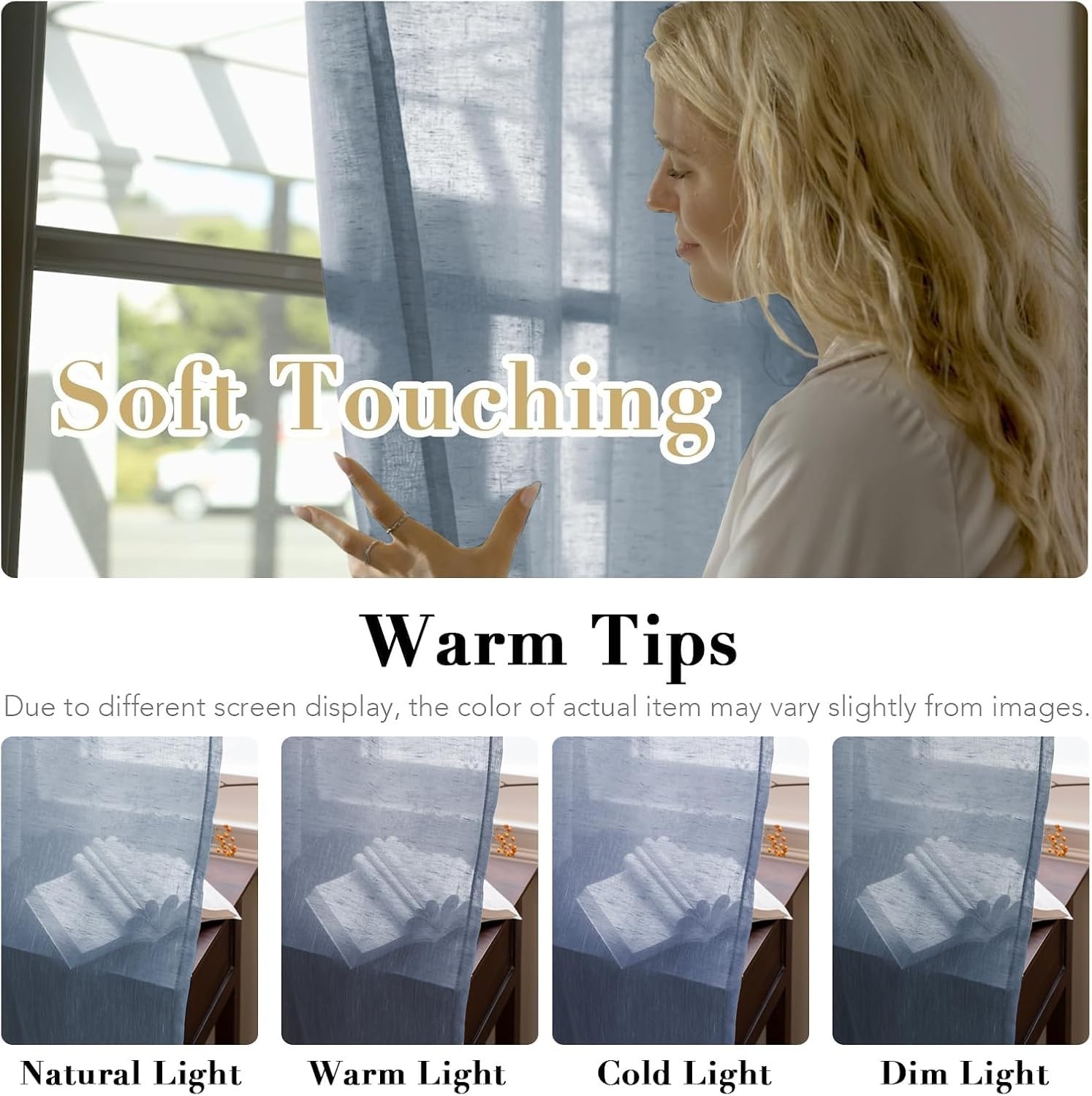 Natural Linen Blend Sheer Curtains – 90” Panels for Contemporary Living Rooms