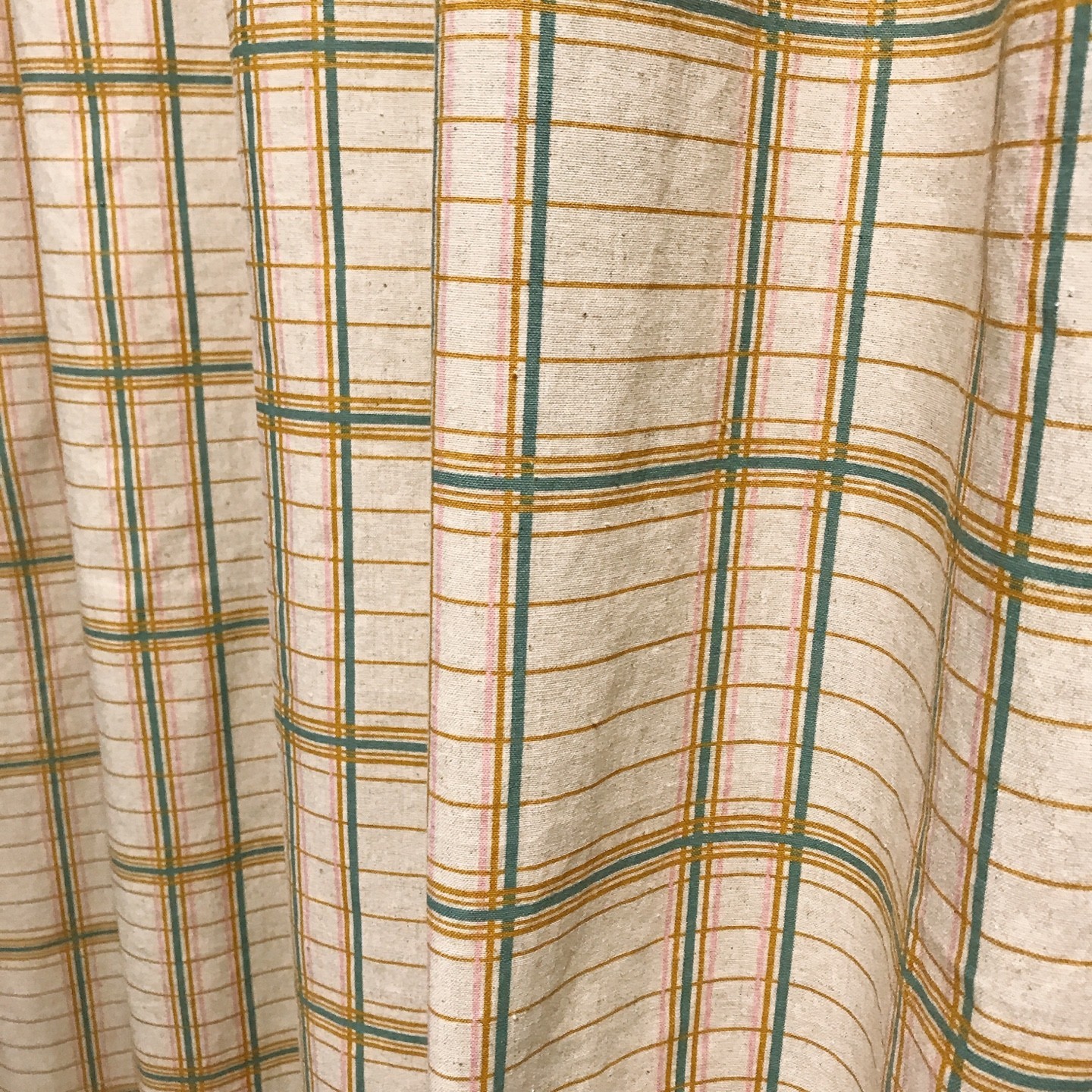 Handcrafted Plaid Curtains Linen Blend Natural Beige Custom Drapery Panels