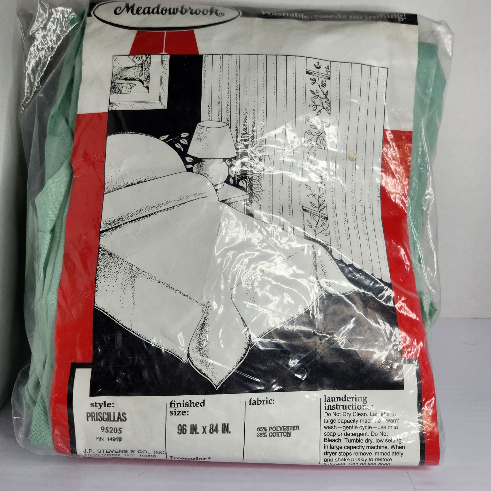 VTG New Meadowbrook Priscillas Curtains 96″ W X 84″ L Lt. Green By J.P. Stevens