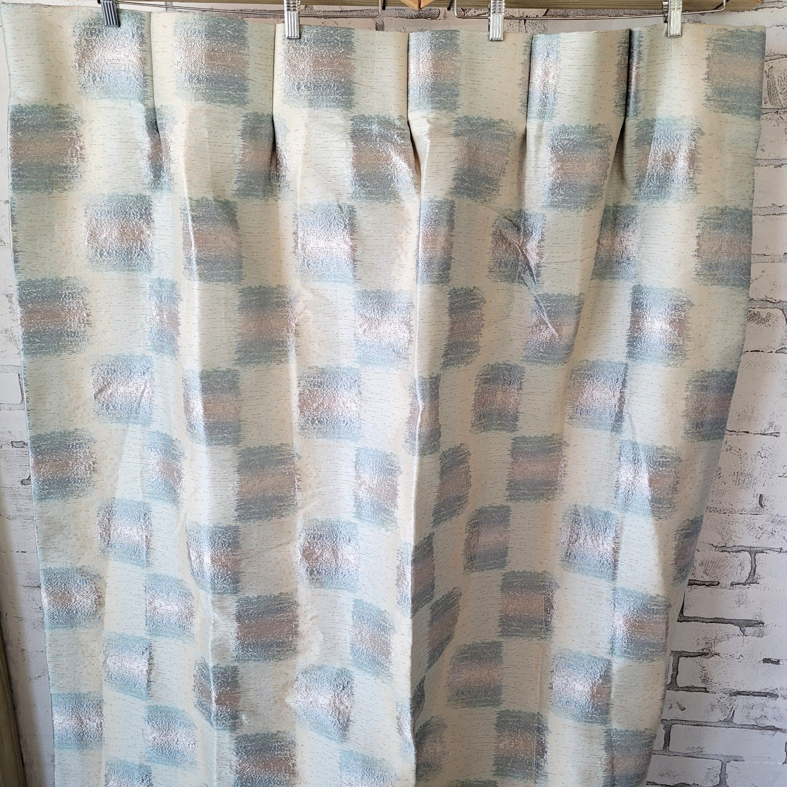 Retro Custom Curtain Panels Lined Drapery Geometric Vintage Pleated