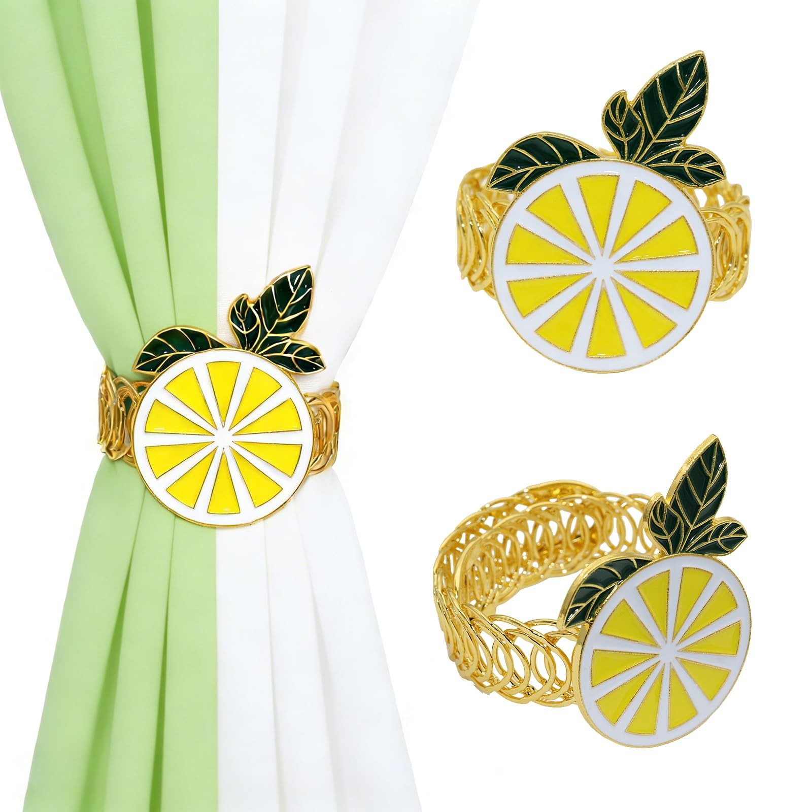 Lemon Curtain Tiebacks 2 Pack Yellow Fruit Spring Curtain Holdbacks No Drill …