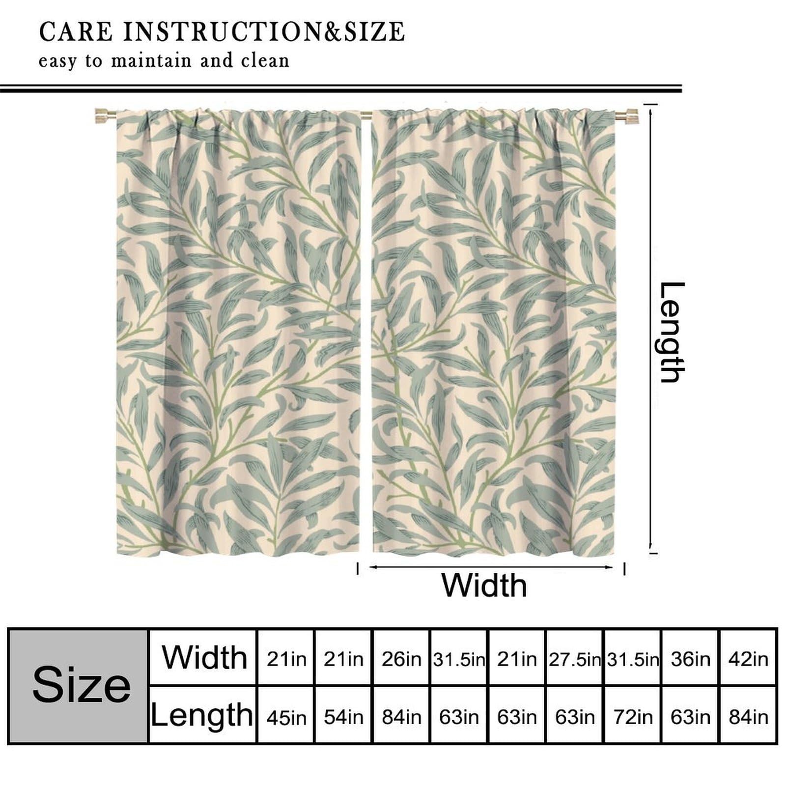 William Morris Curtains, Bohemia Minimalist Leaves Bough Pattern Window Treat…