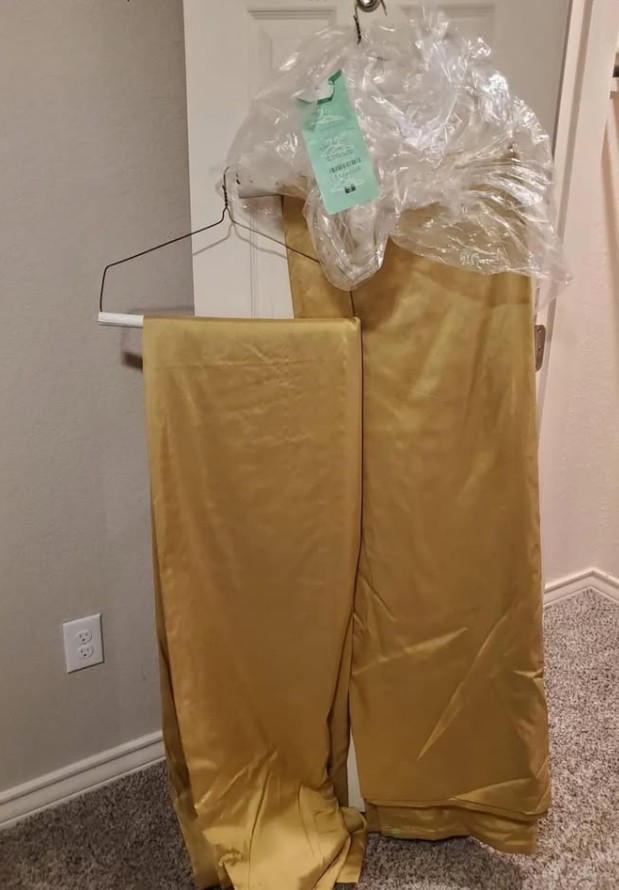 3-Pottery Barn wheat (Gold) Dupioni Silk Lined Drapery Panels 50 x 108