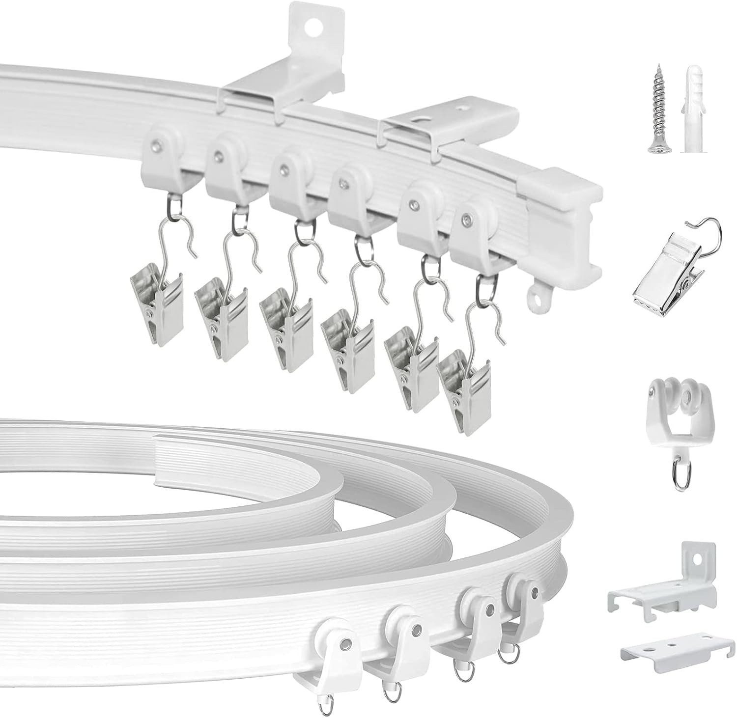 Ceiling Curtain Track, Curved Flexible Bendable Rail 20Ft, White