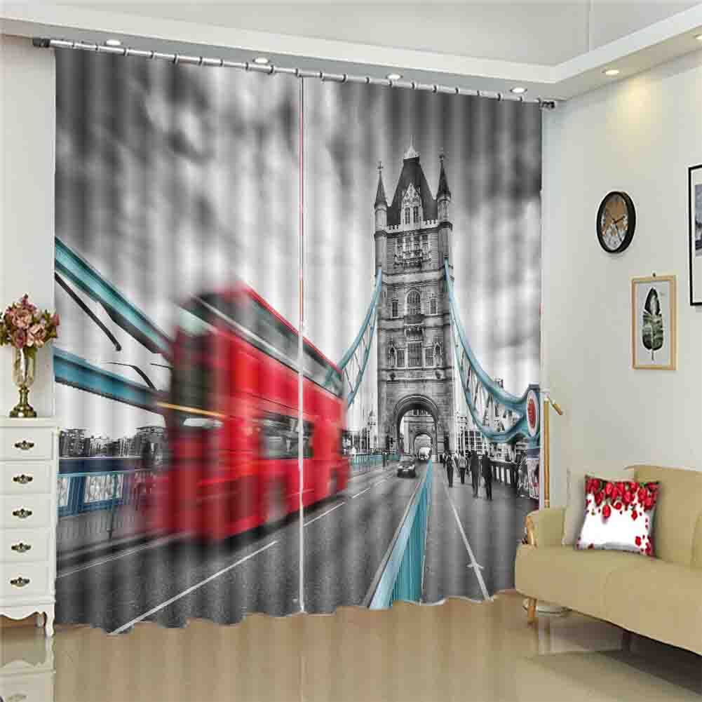 Assembly Bus Tread 3D Curtain Blockout Photo Printing Curtains Drape Fabric