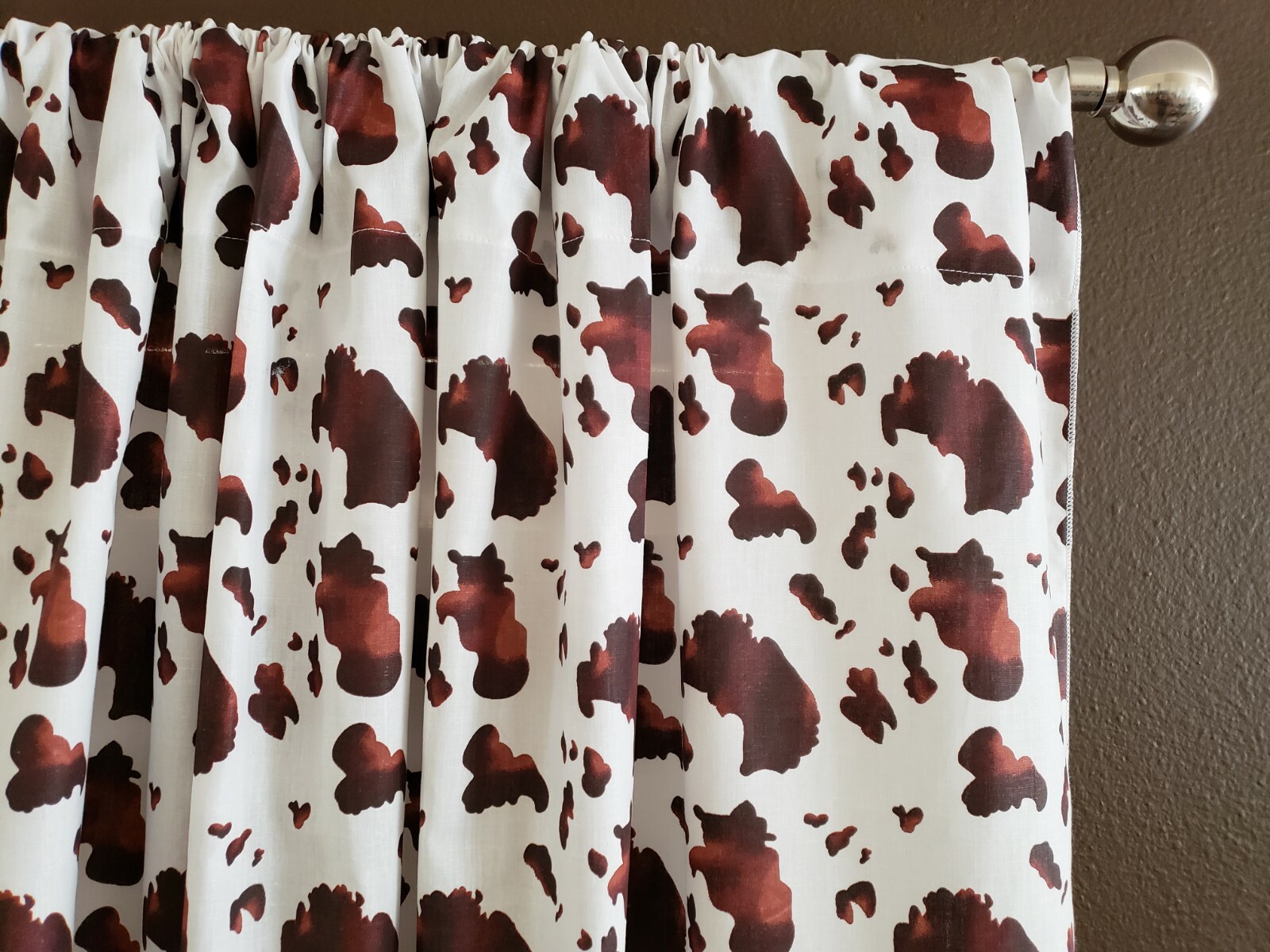 Cotton Print Window Curtain Valance Cow Spots Animal Print 58″ Wide