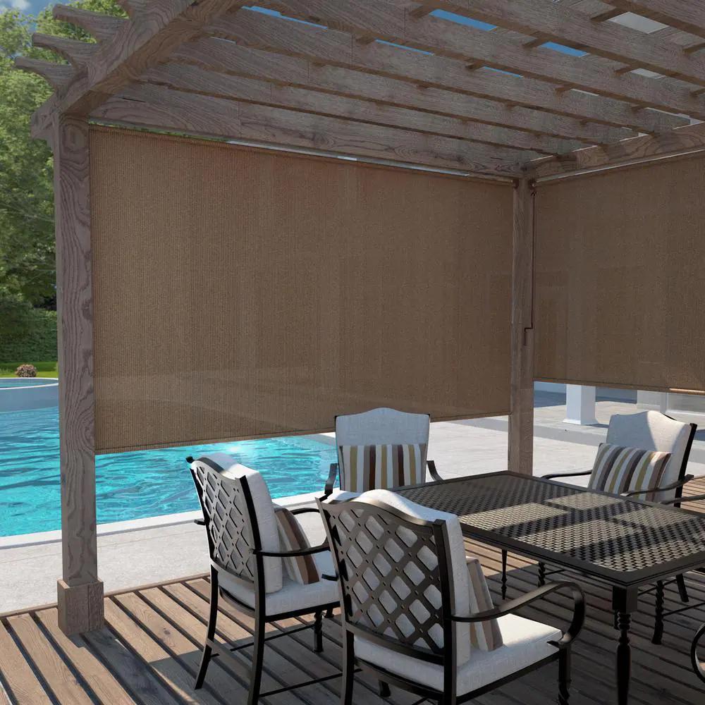 Coolaroo Exterior Roller Shade UV Blocking Fade Resistant Fabric 96 in. W Brown