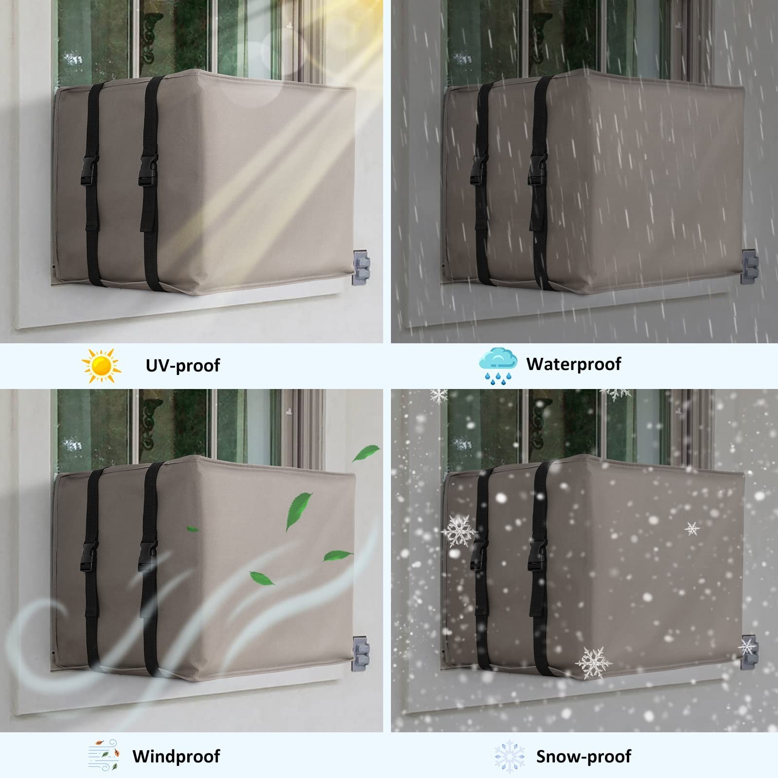 Window AC Cover Waterproof, Heavy Duty, 17x12x13 in, Grey | UV resistant, tea…