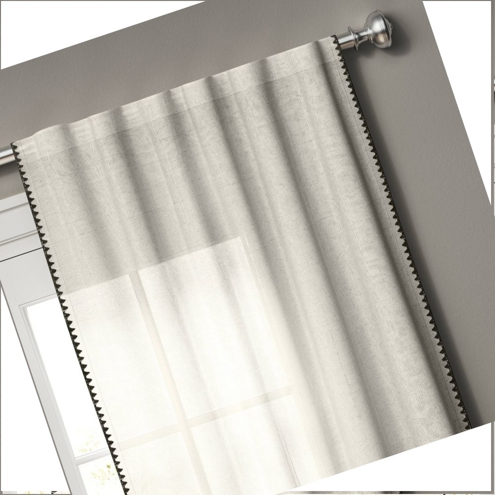 1pc 54″x95″ Light Filtering Stitched Edge Window Curtain Panel Off White –