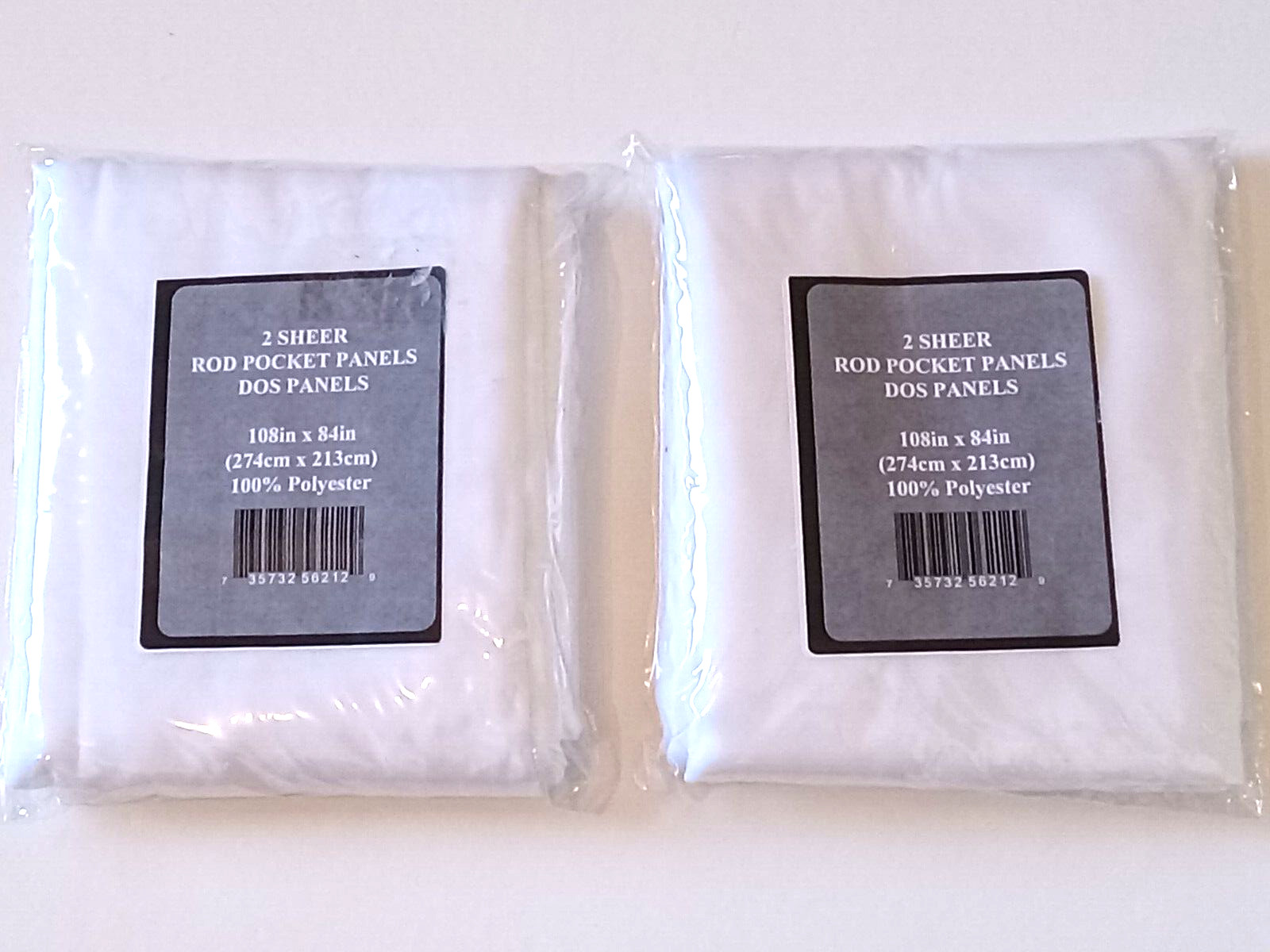 2 Pack Sheer Rod Pocket Panels DOS White 108in x 84in NIP x 2