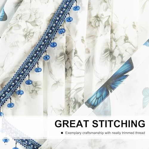 Extra Wide Sheer Valance Curtains, 79″W x 43″L (Pack of 1) Blue Butterfly