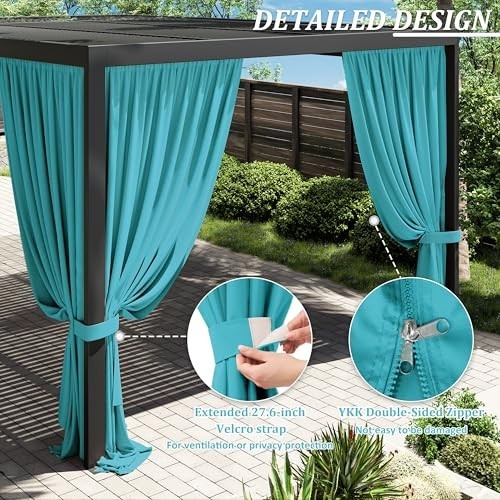 Universal Replacement Privacy Curtains for 12’×16′ Gazebo – Waterproof 4-Panels