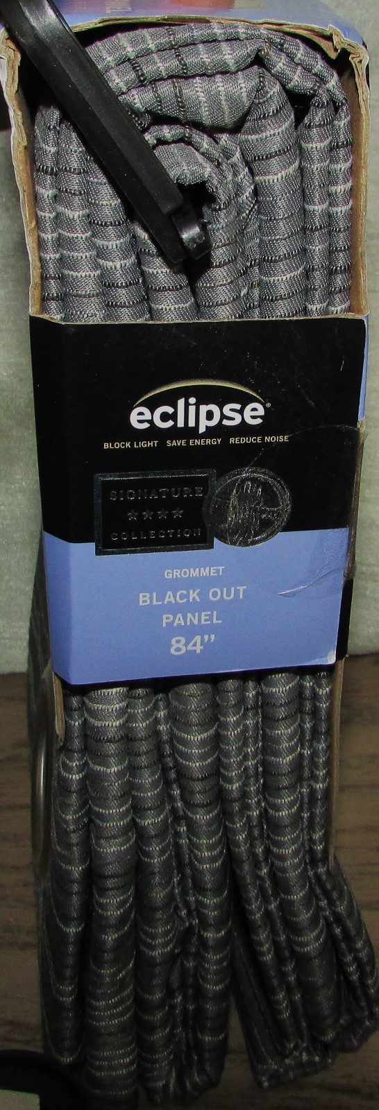 3 ECLIPSE 84″x 50″ GROMMET BLACK OUT TARA STRIPE GRAY CURTAIN PANELS, NEW IN PKG