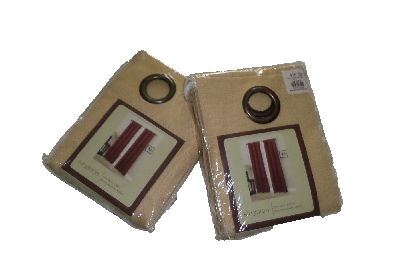 Kingston 48″ X 84″ Long Window Grommet Panel Curtain Drape Gold – 2 Panels NWT