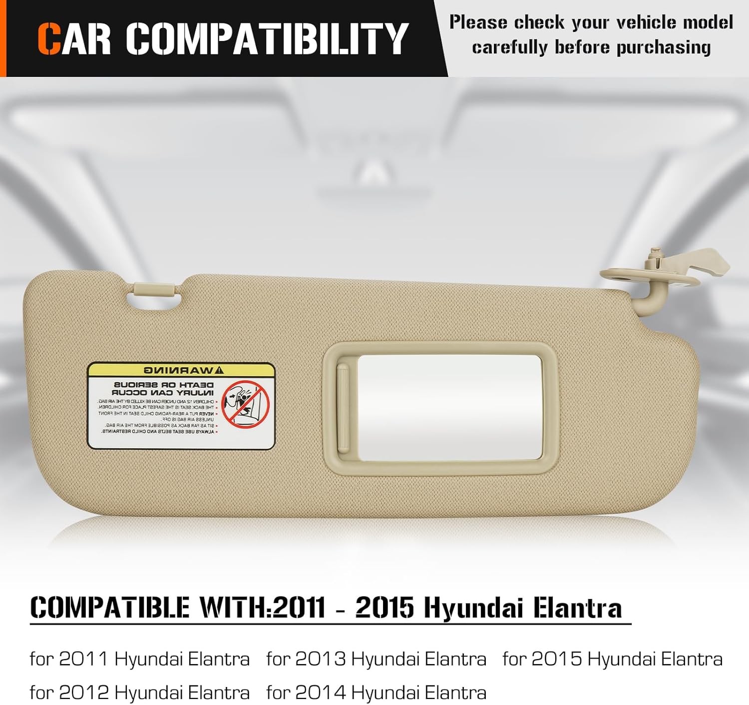 Left Driver & Right Passenger Sun Visor Beige Left Driver & Right Passenger Side