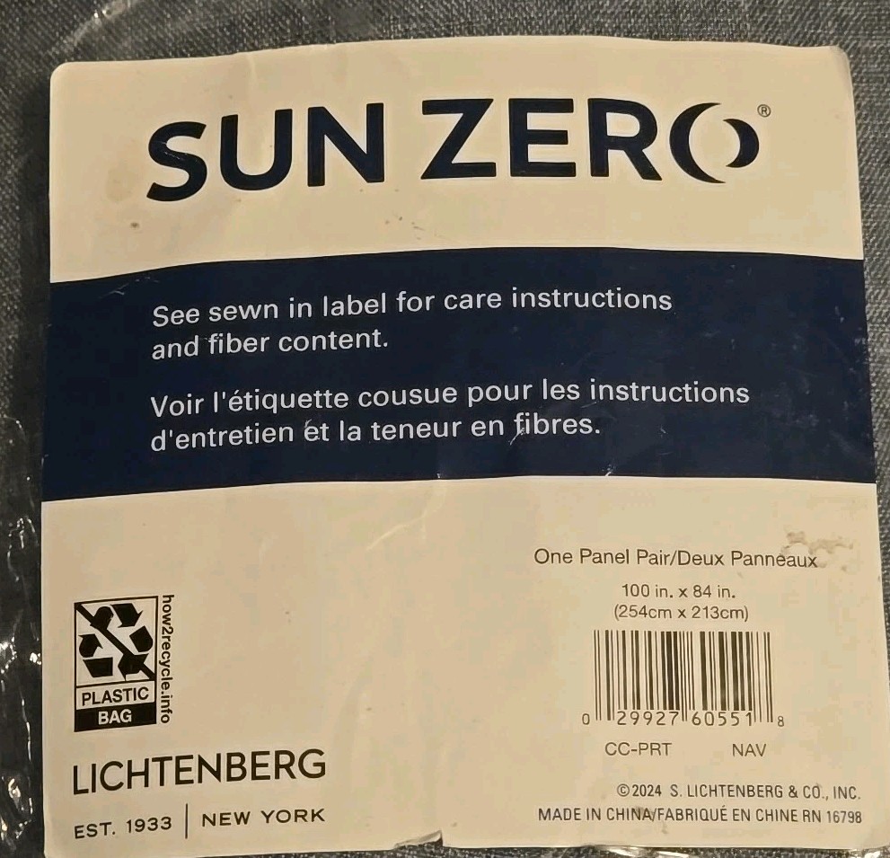 Sun Zero Easton Energy Saving Blackout Grommet Curtain Panels 100″x84″ Navy Blue