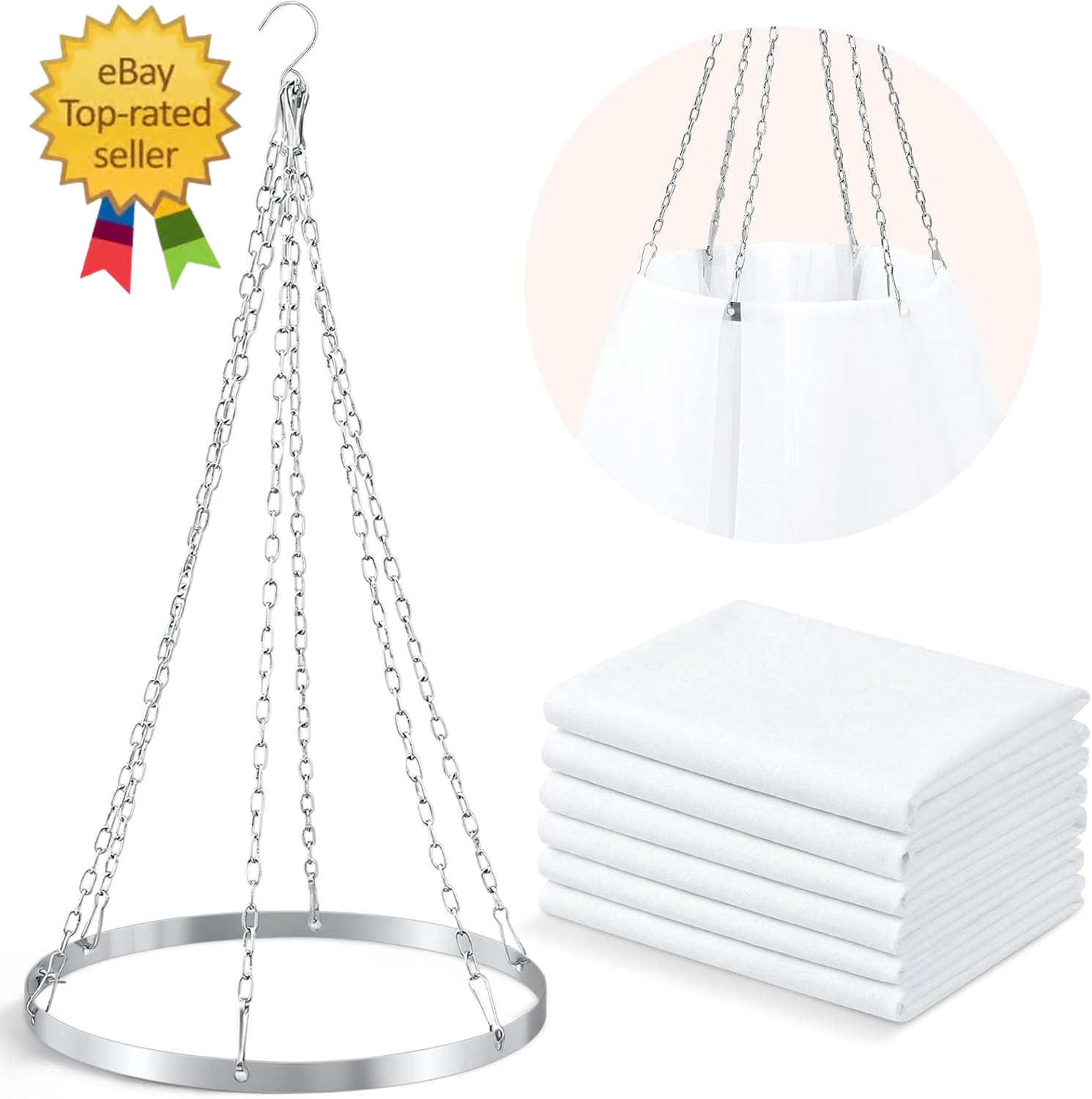 5Ft X 20Ft 6 Panels 12 Inches Ceiling Drapes Hanging Kit with Drapery- Ceiling H