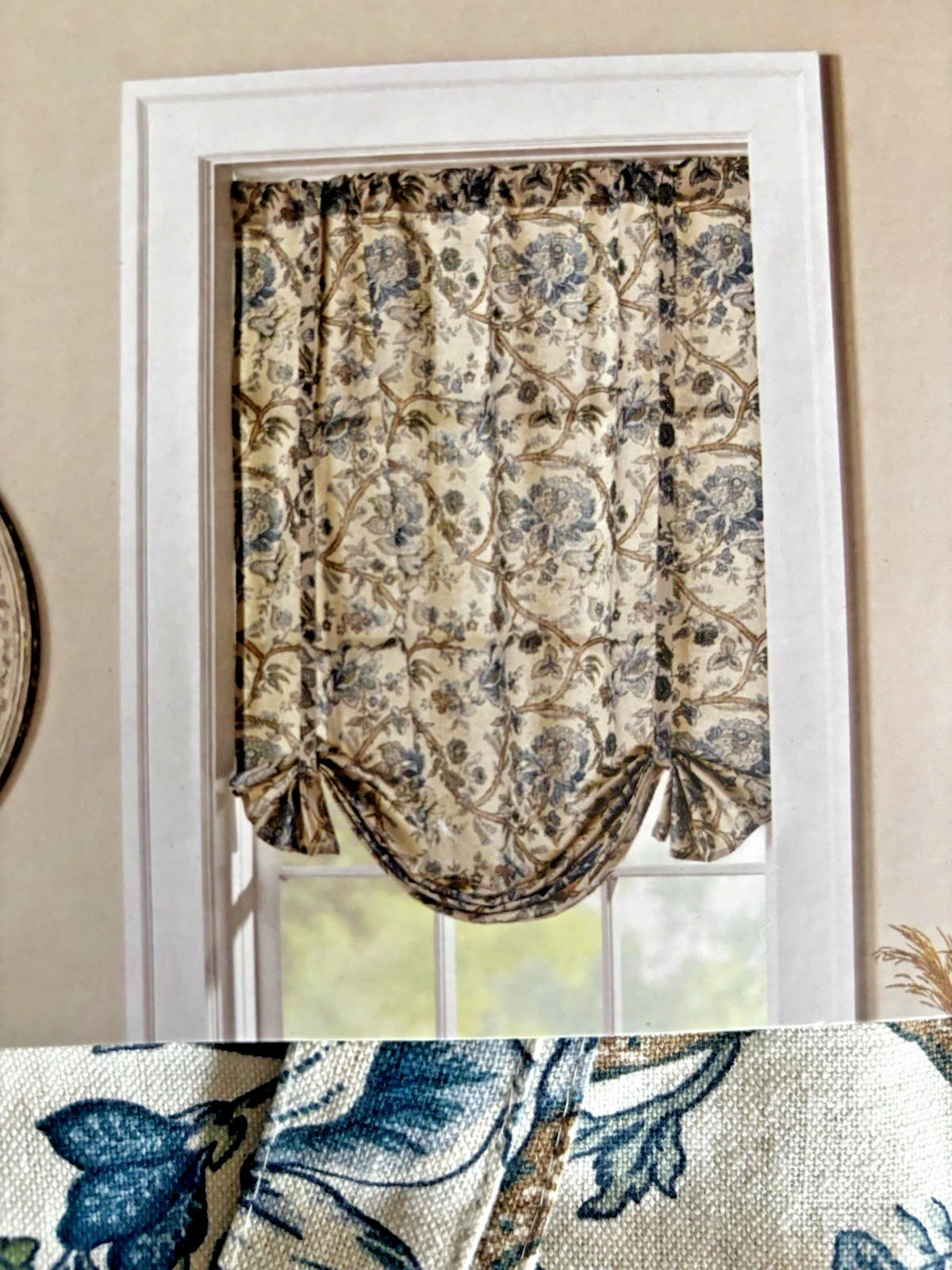 Curated Kravet Valance Cotton Jacobean Floral Blue 42” X 63” New