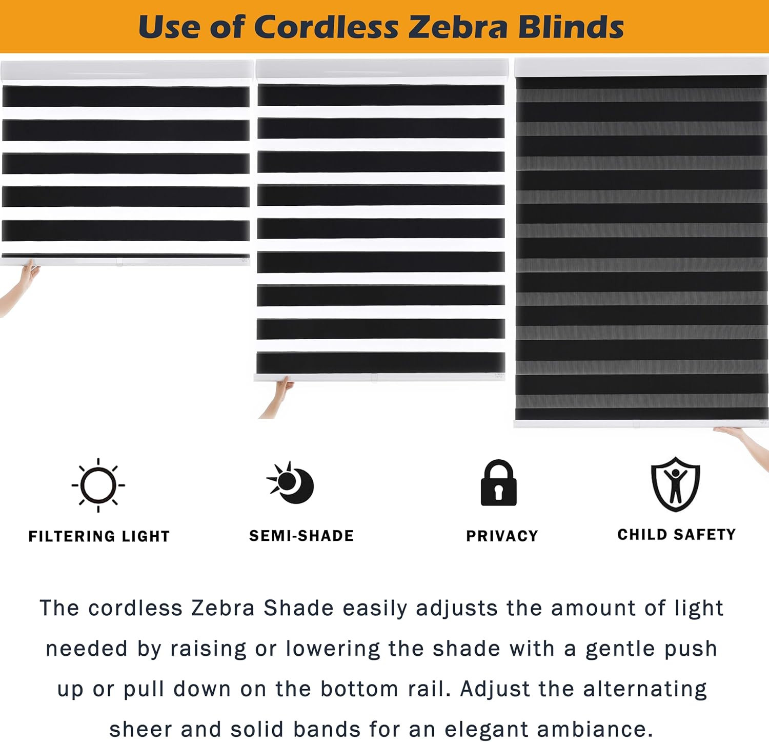 Cordless Zebra Blinds Window Blind Zebra Shade Blinds for Windows Roller Sheer S