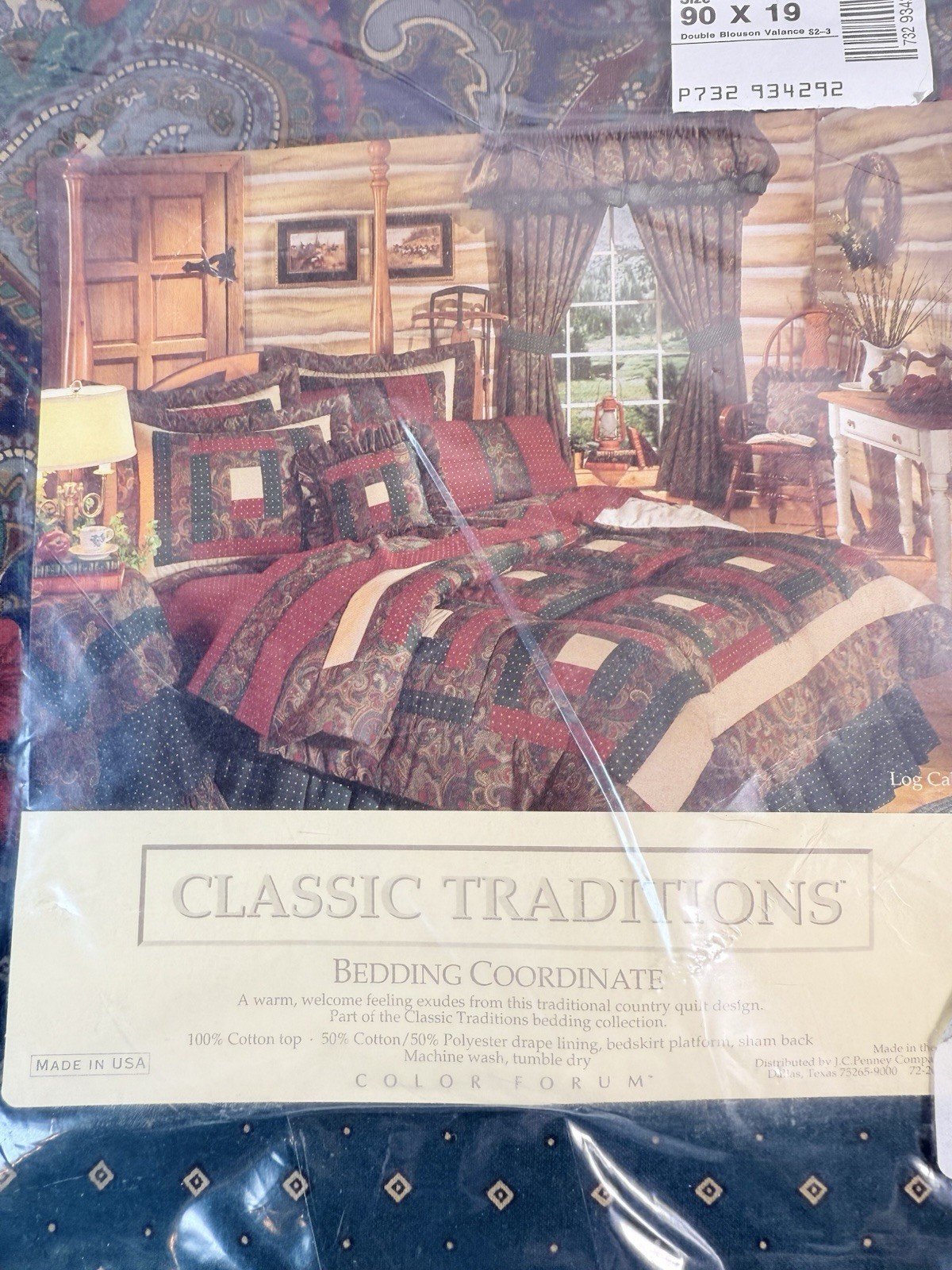 JC Penney Blouson Window Valance Set Of 2 Floral Paisley Derby 90×19 Vintage New