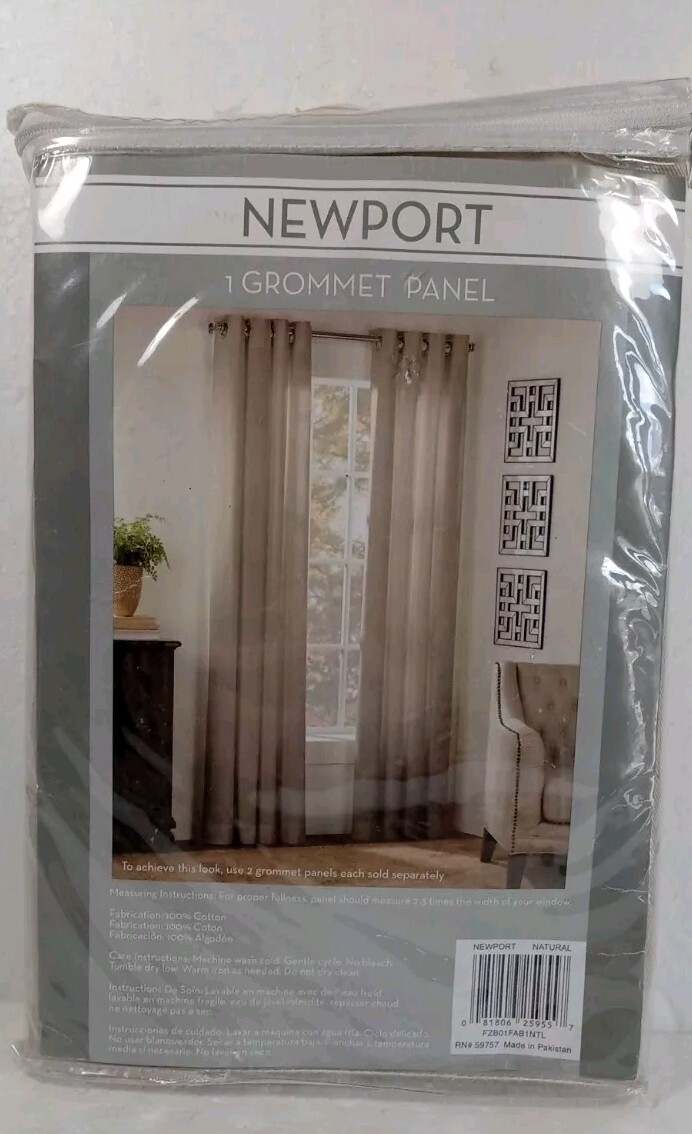 Newport 1 Grommet Panel Natural Tan 50″X63″ Length, 100% Cotton made In Pakistan