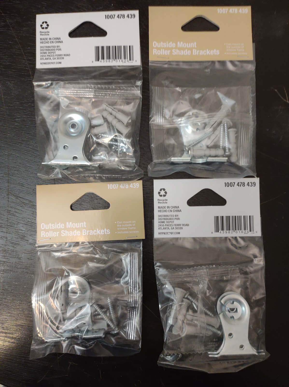 Outside Mount Roller Shade Brackets 1007 478 439 4 Sets/8 Brackets (B5)