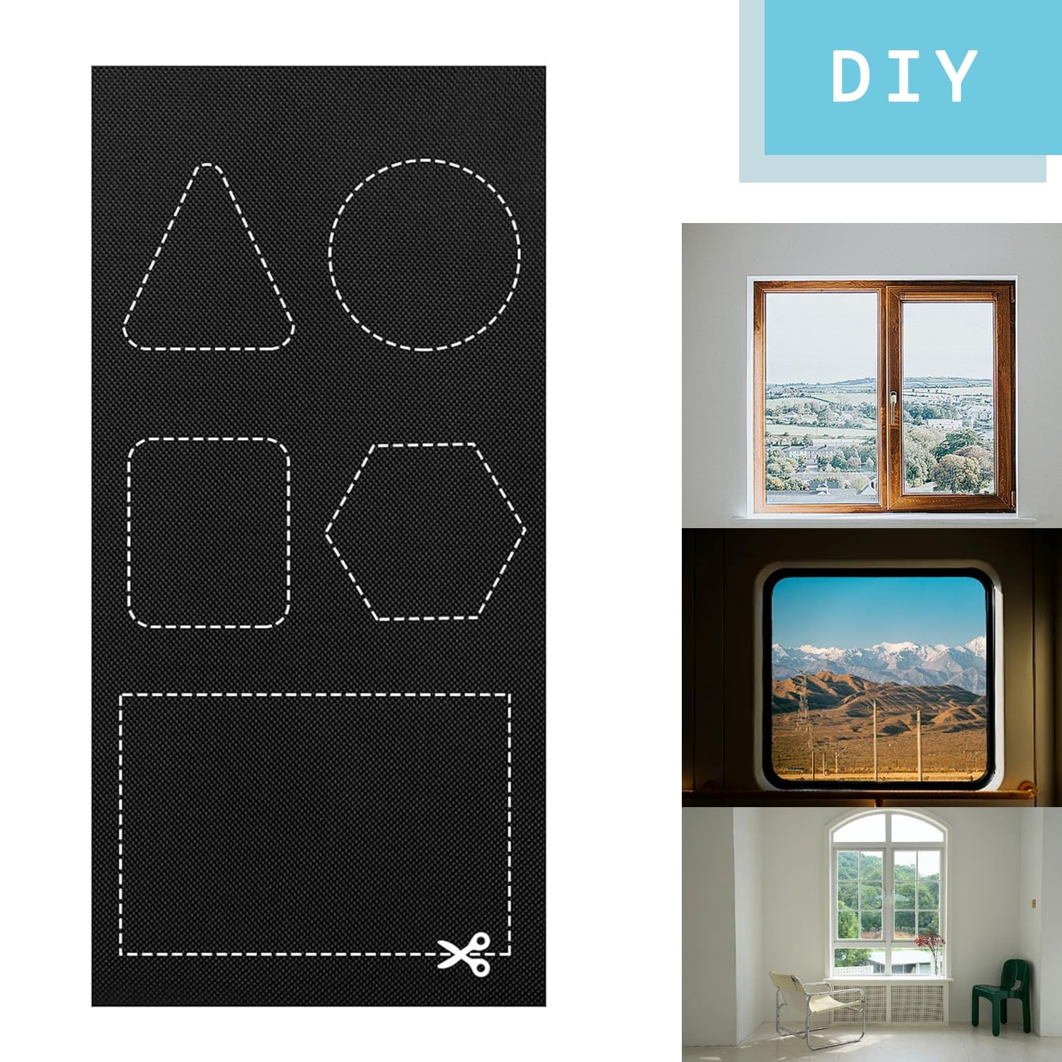 Blackout Curtains No Drill DIY Hook and Loop Tape Light Blocking Privacy 40×57