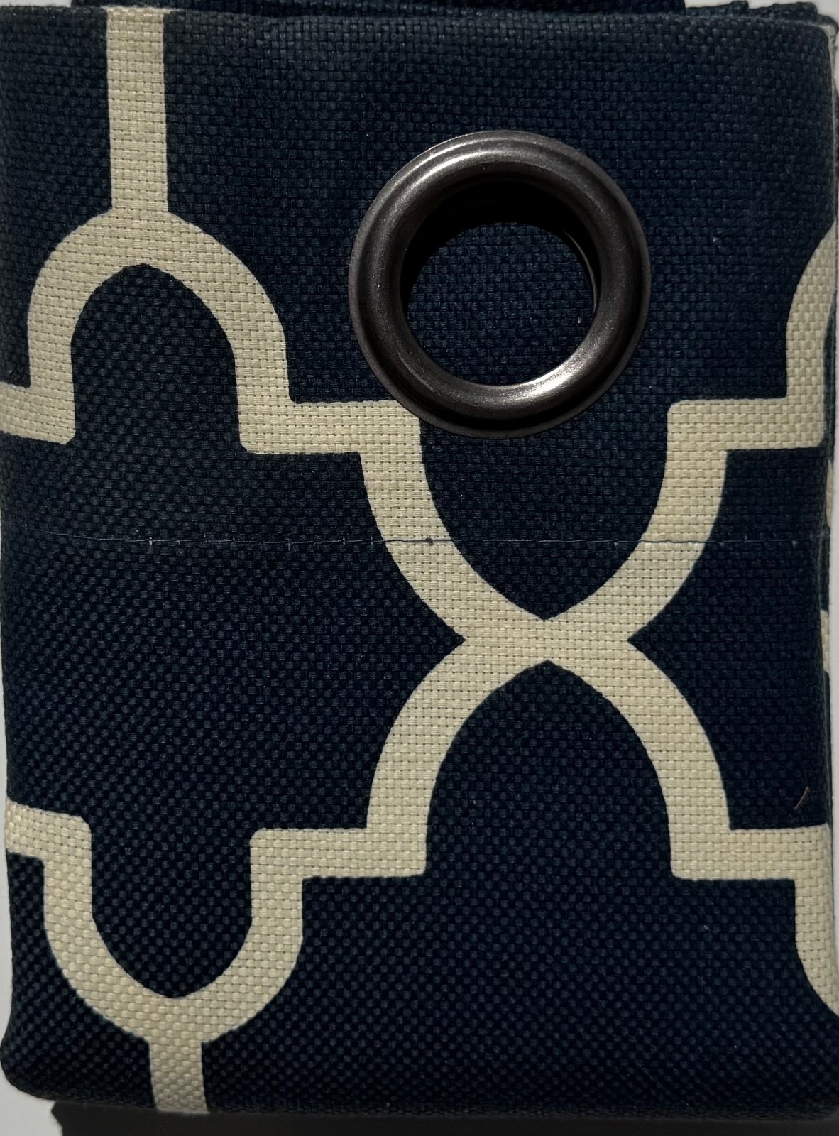 Sonoma Fret 84-in. Indigo Blue Woven Geometric Grommet Top Window Curtain Panel