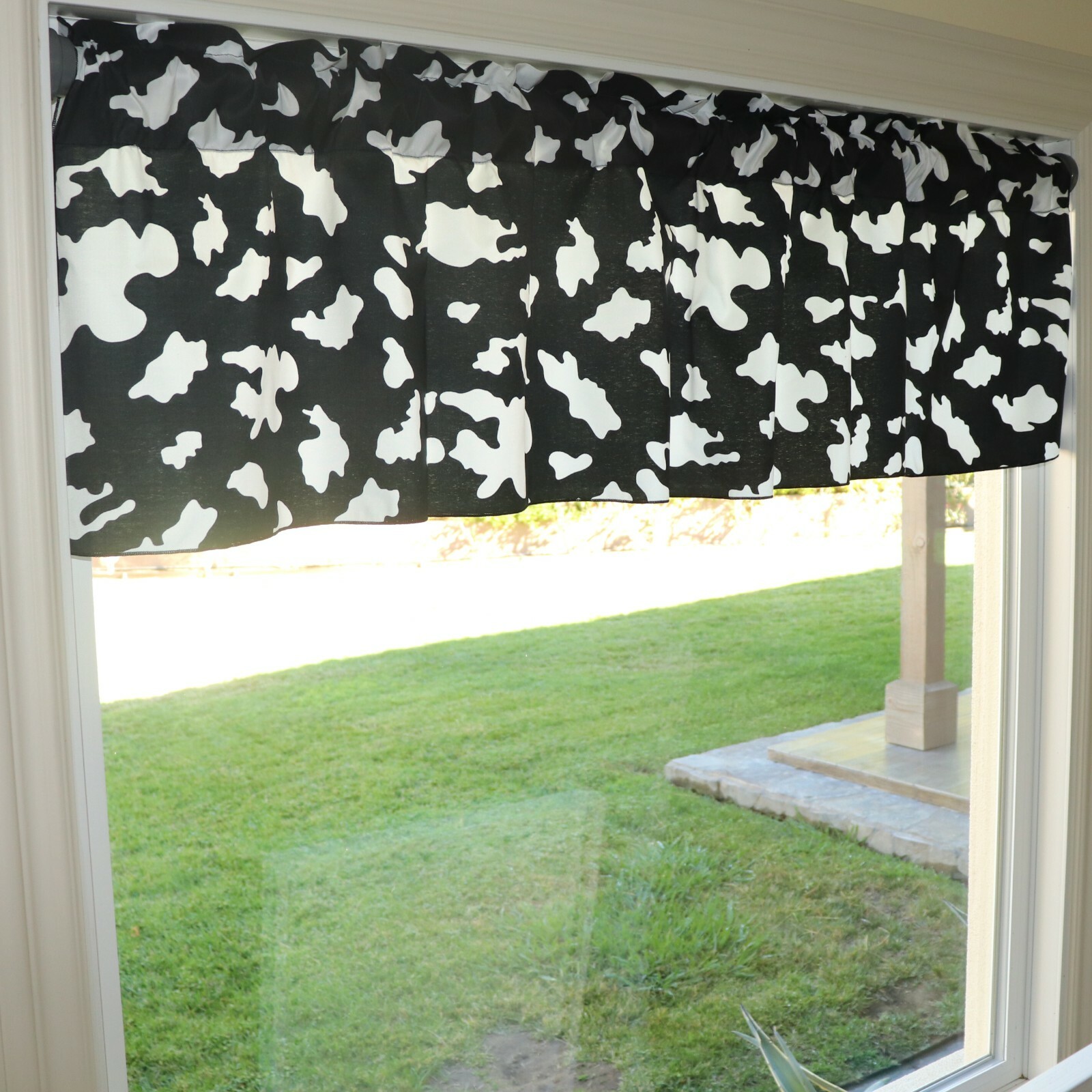 Cotton Print Window Curtain Valance Cow Spots Animal Print 58″ Wide