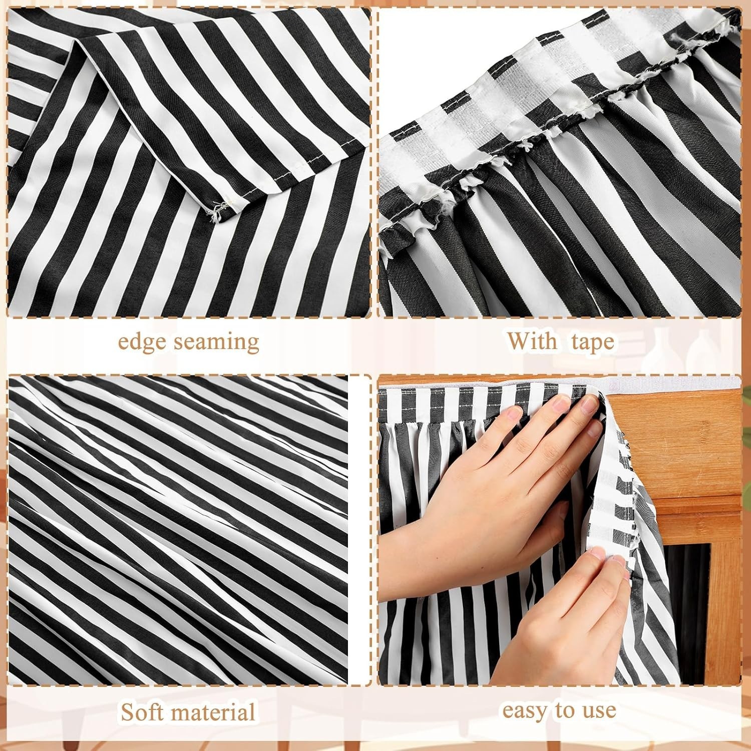 Contemporary Privacy Solution: 51×28 Striped Cabinet Curtains – Machine Washable