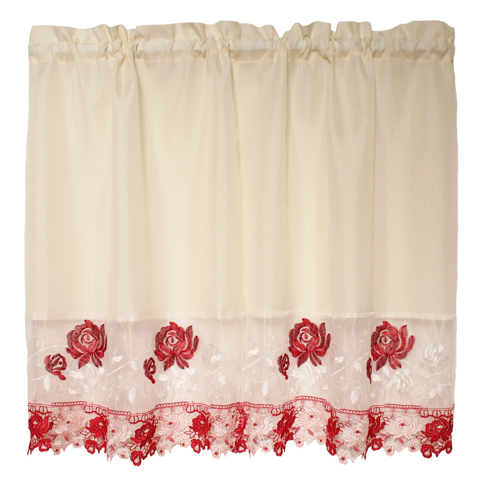 Alison Embroidery Design Kitchen Home Curtain with Swag and Tier Set 36″ x 60″