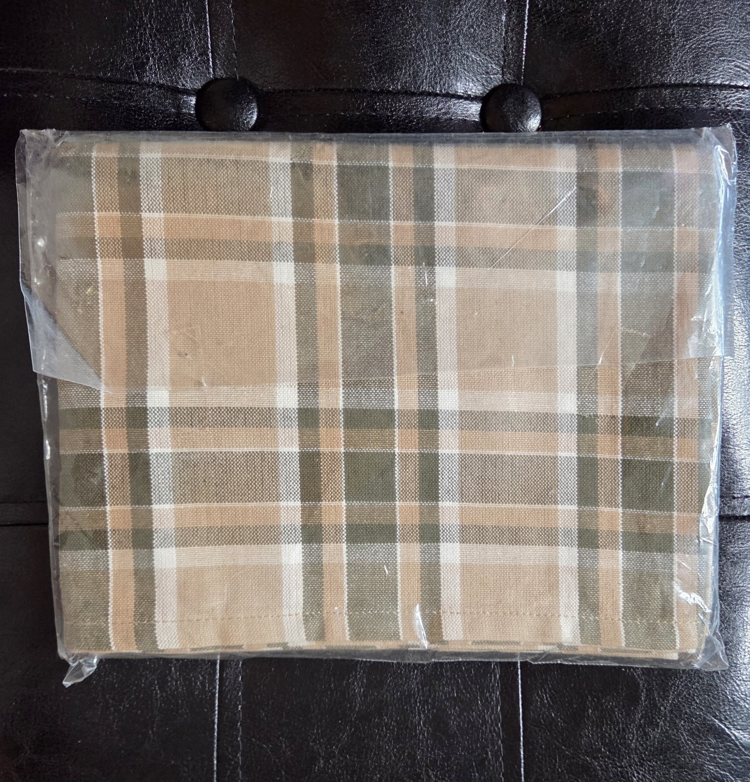 Park Designs BASIL Green White Beige Plaid Valance Curtain 72×14 NEW OLD STOCK