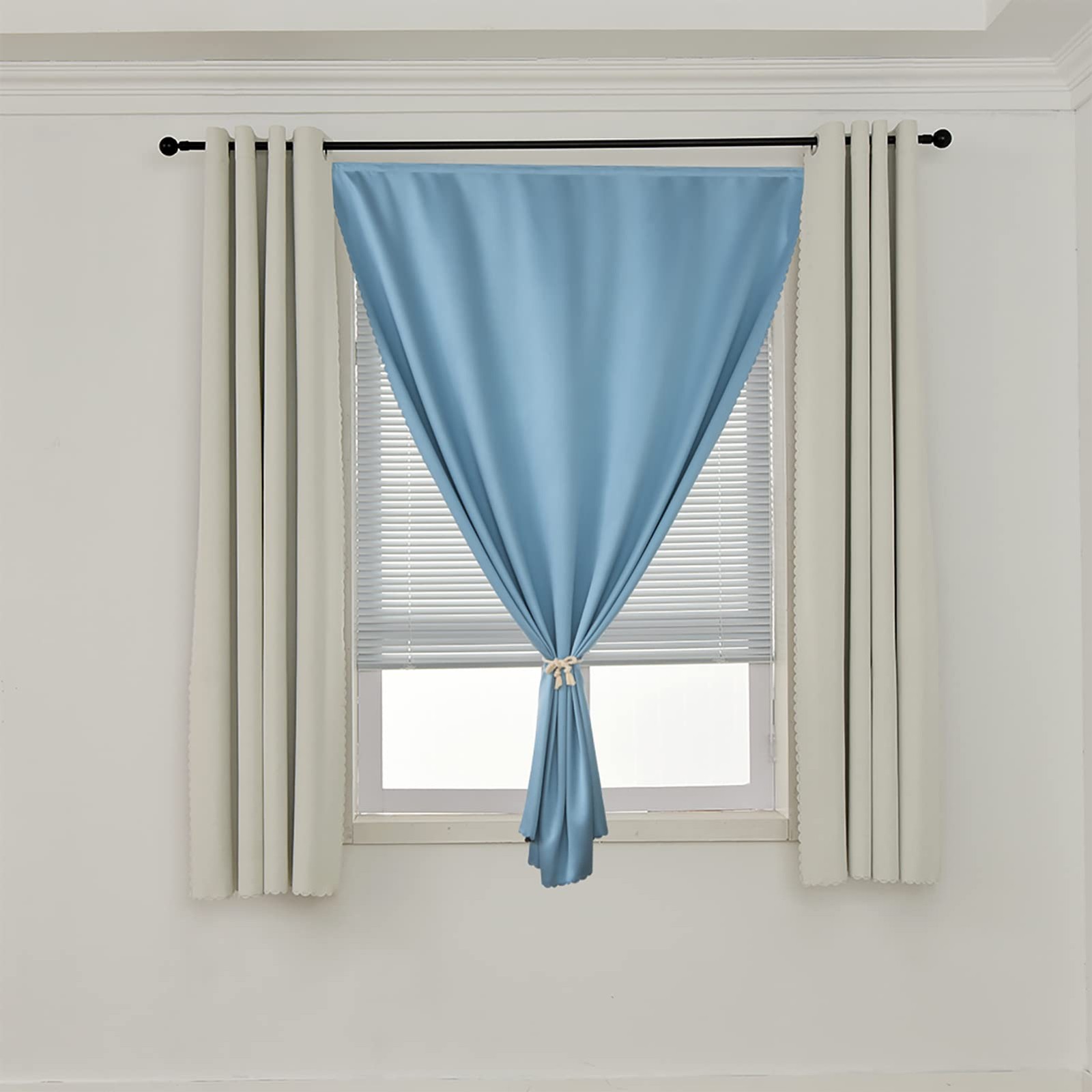 AJAZZ 100% Blackout Self 35″W x 48″L (Pack of 1), Light Blue/ Thickened